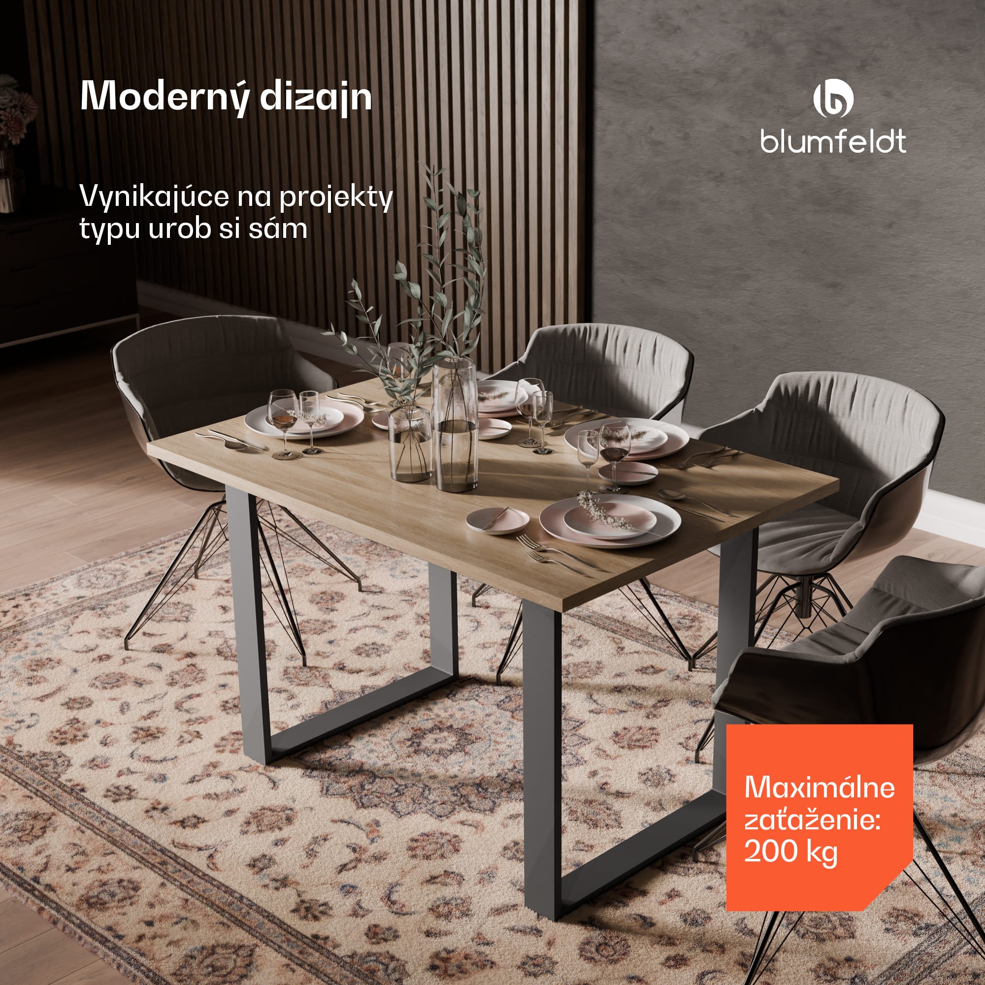 Blumfeldt UrbanFodge U nohy stola, Moderný dizajn, Pre projekty DIY, Nosnosť 200 kg – Obrázok 2