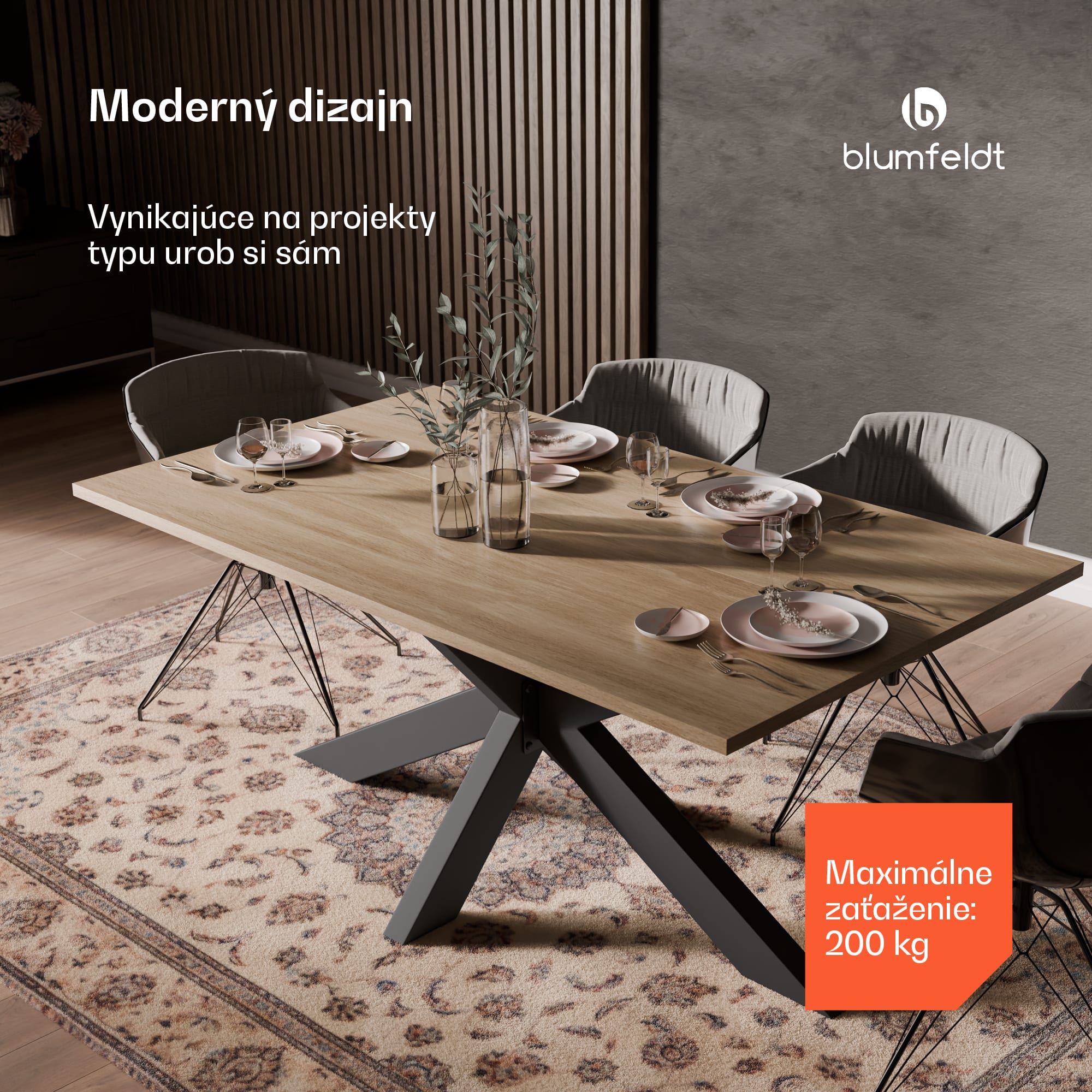 Blumfeldt UrbanFodge TRIPLE X nohy stola, Moderný dizajn, pre projekty DIY, Nosnosť 200 kg – Obrázok 2