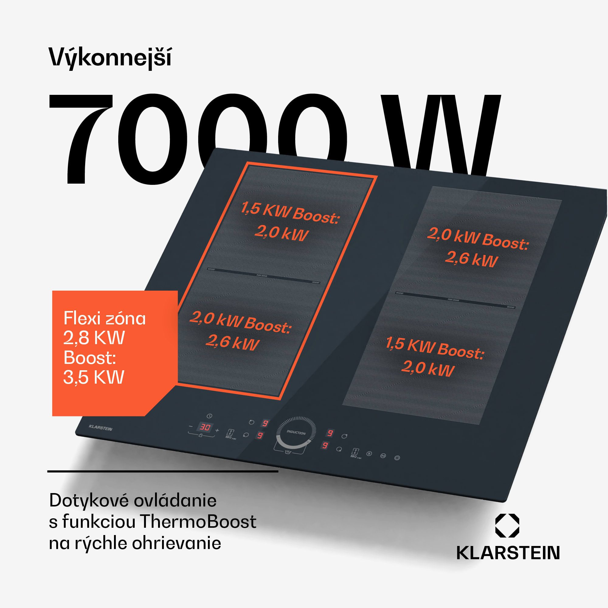 Klarstein Delicatessa 60 Flex vstavaná indukčná varná doska, 7000 W, Flexi zóna, Booster, Indukcia – Obrázok 3
