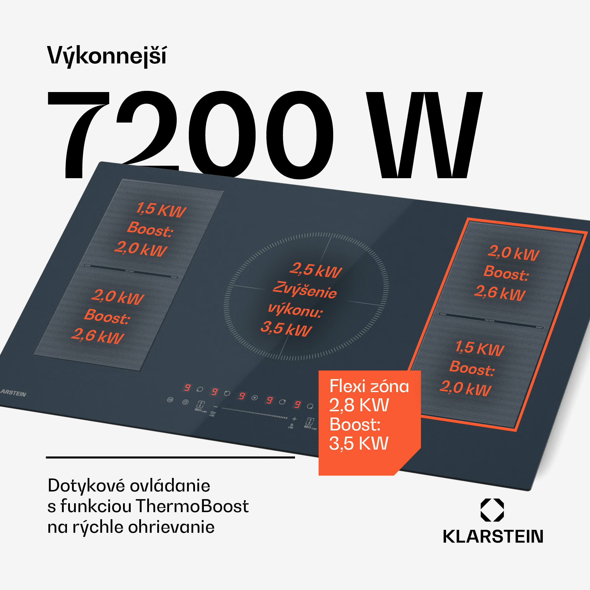 Klarstein Delicatessa 90 Flex vstavaná indukčná varná doska, 9500 W, Flexi zóna, Booster, Indukcia – Obrázok 3