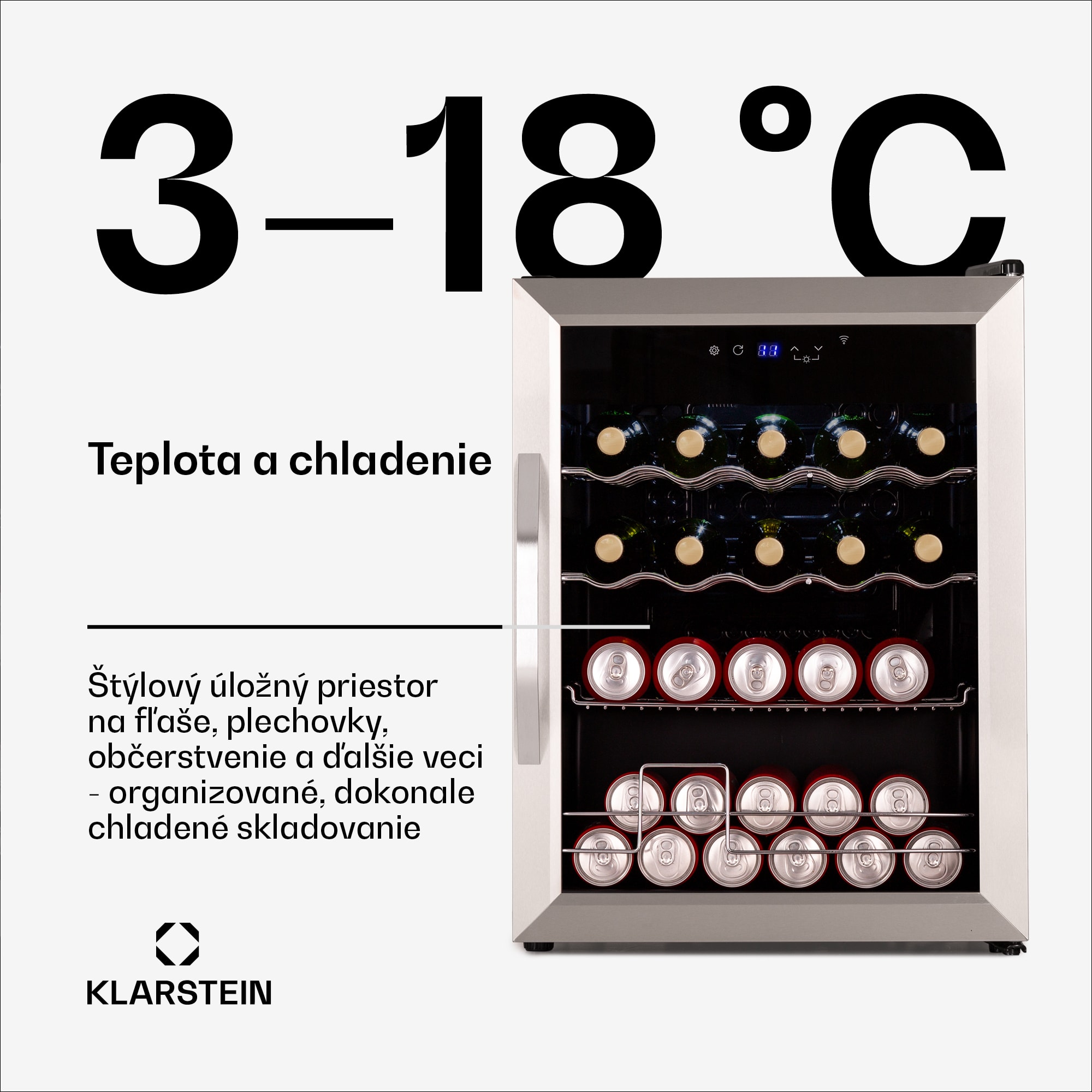 Klarstein Coachella 65 Smart chladnička na nápoje, WiFi ovládanie, dizajn z nehrdzavejúcej ocele, 60 l – Obrázok 4