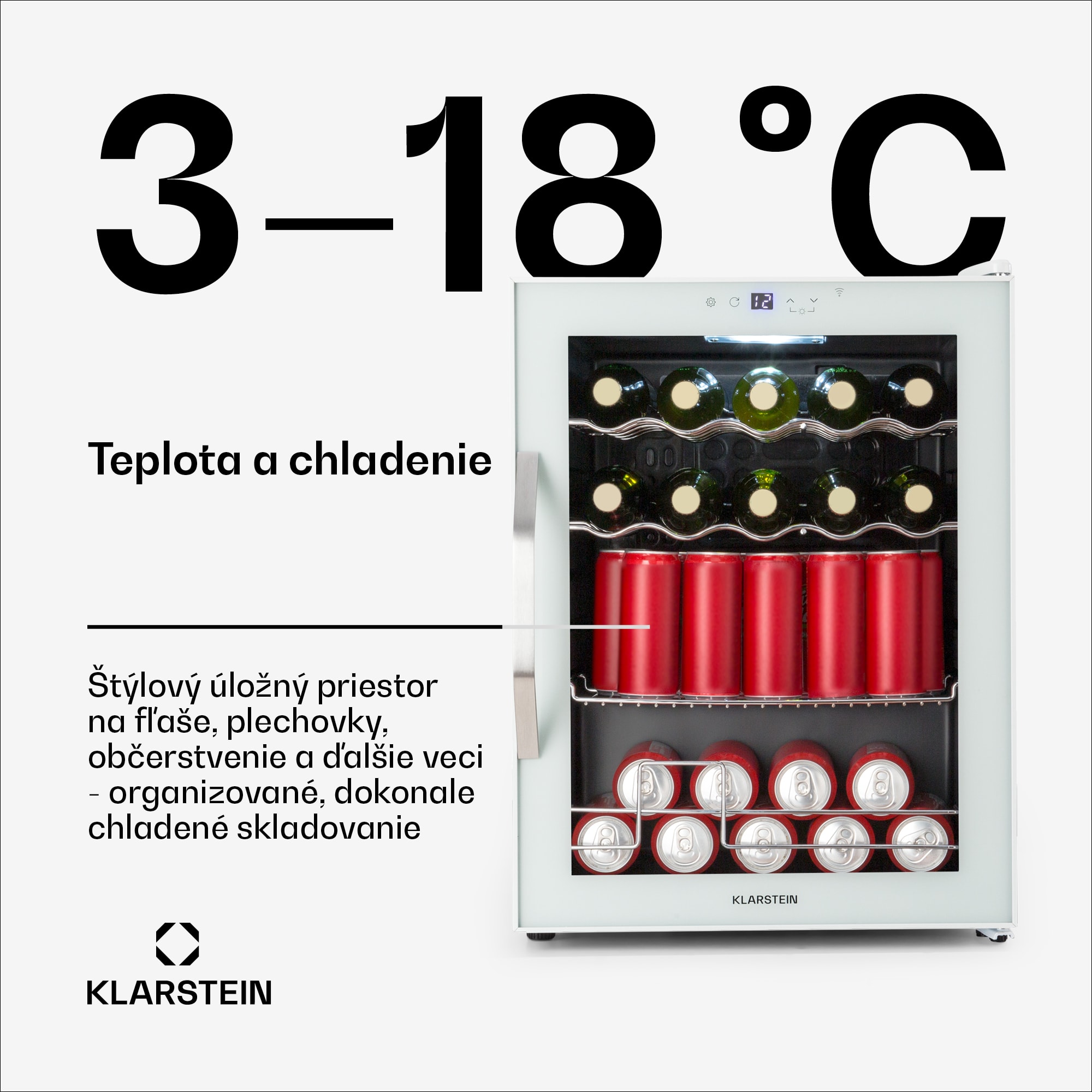 Klarstein Coachella 60 Smart chladnička, Wifi, LED, 3 police, Podsvietenie, EEK E – Obrázok 4