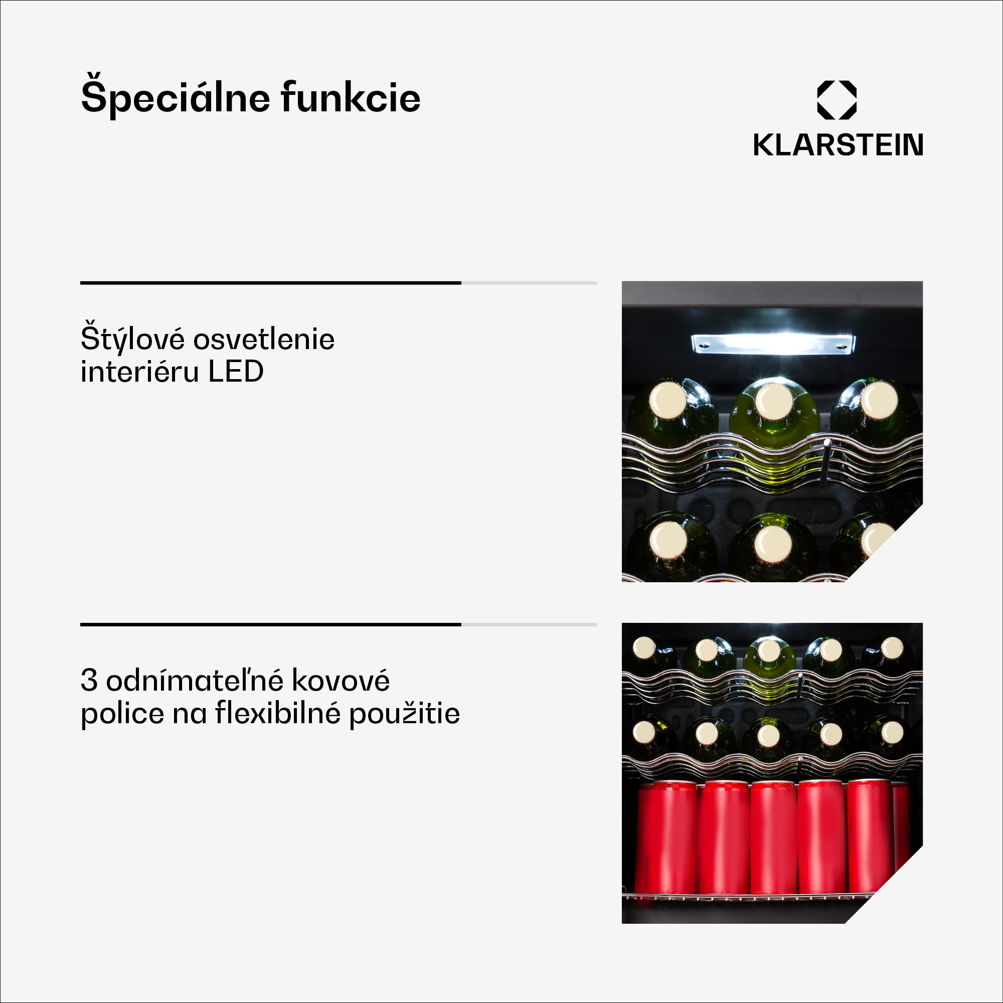 Klarstein Coachella 60 Smart chladnička, Wifi, LED, 3 police, Podsvietenie, EEK E – Obrázok 5