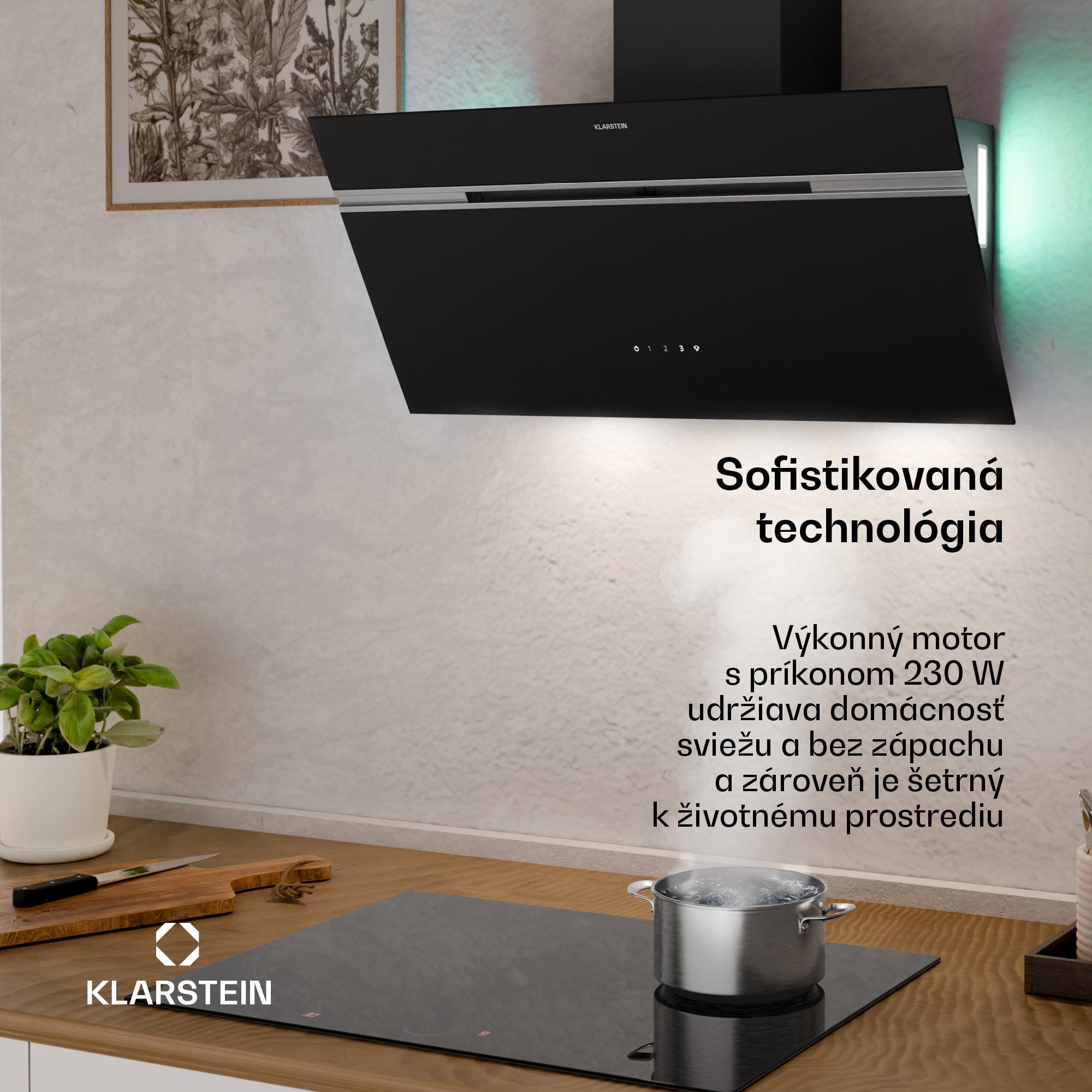 Klarstein Alina digestor, 80 cm, 600 m³/h, Tichý, EEK A – Obrázok 3