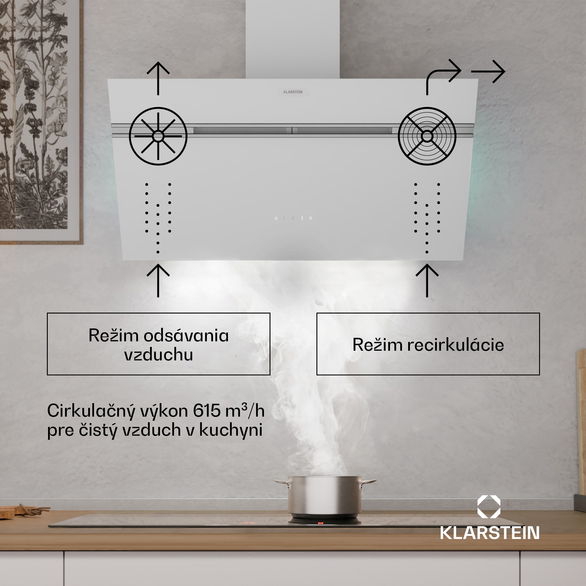 Klarstein Alina digestor, 80 cm, 600 m³/h, Tichý, EEK A – Obrázok 2
