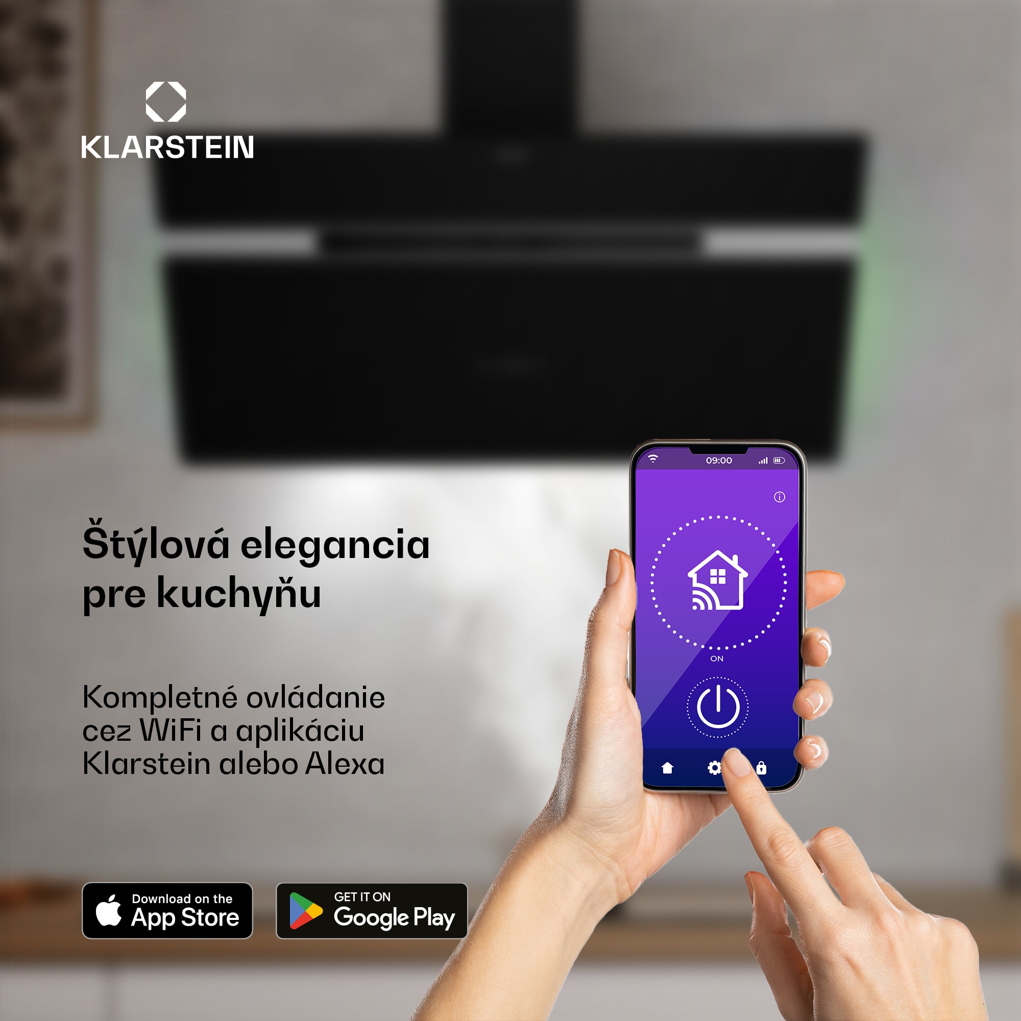 Klarstein Alina digestor, 90 cm, Smart, 615 m³/h, Tichý, EEK A – Obrázok 3