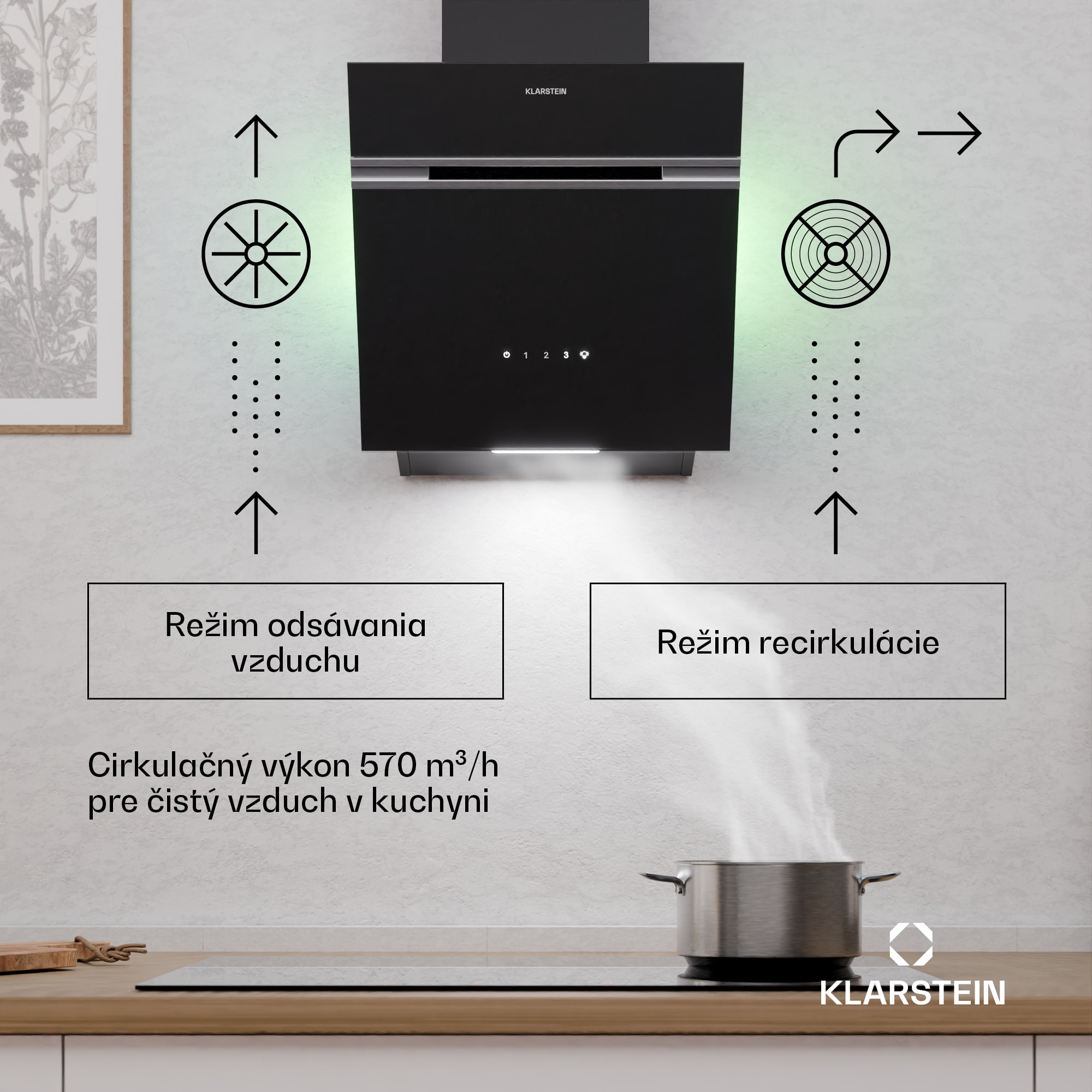 Klarstein Alina digestor, 40 cm, 570 m³/h, Tichý, EEK A – Obrázok 2