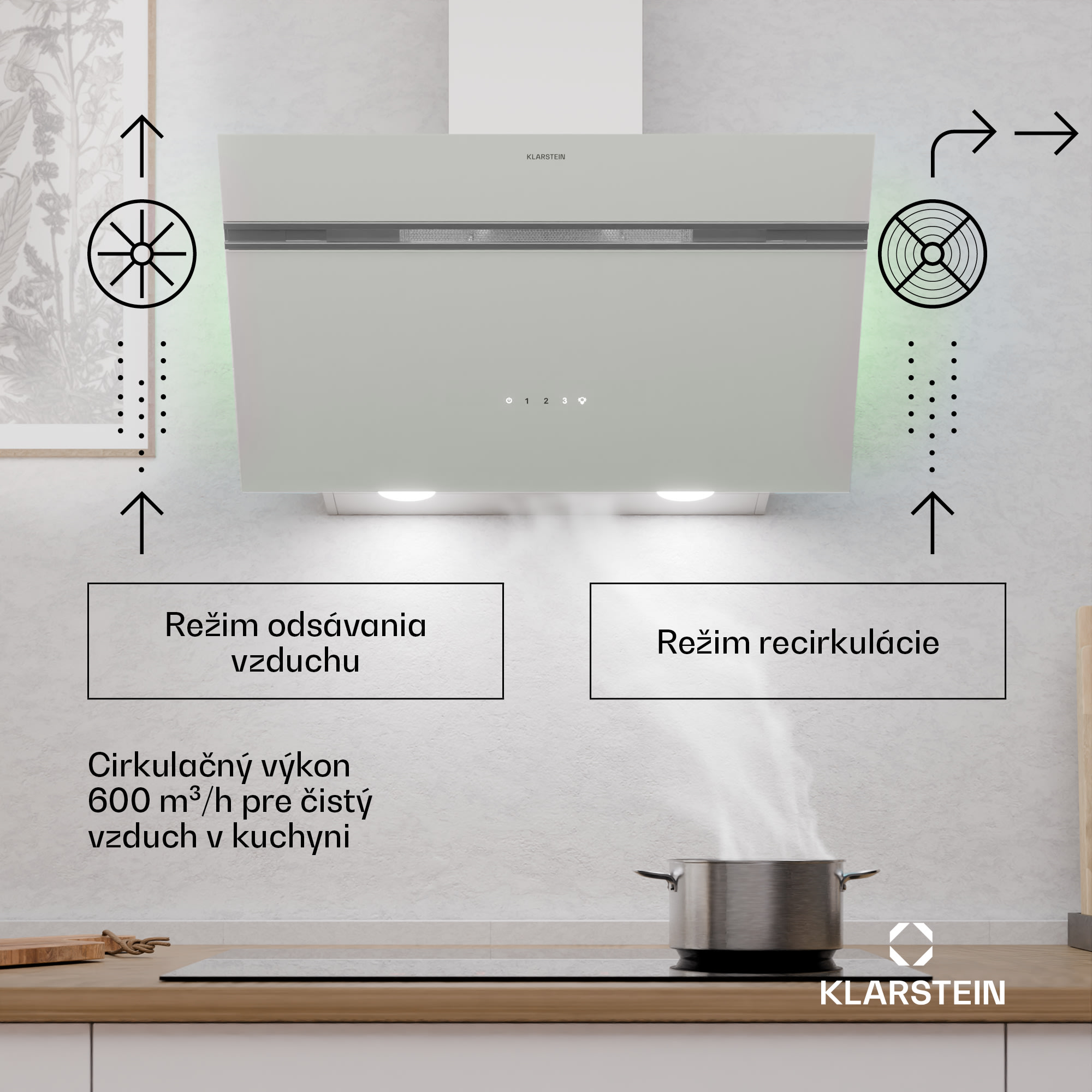 Klarstein Alina digestor, 70 cm, 600 m³/h, Tichý, EEK A – Obrázok 2