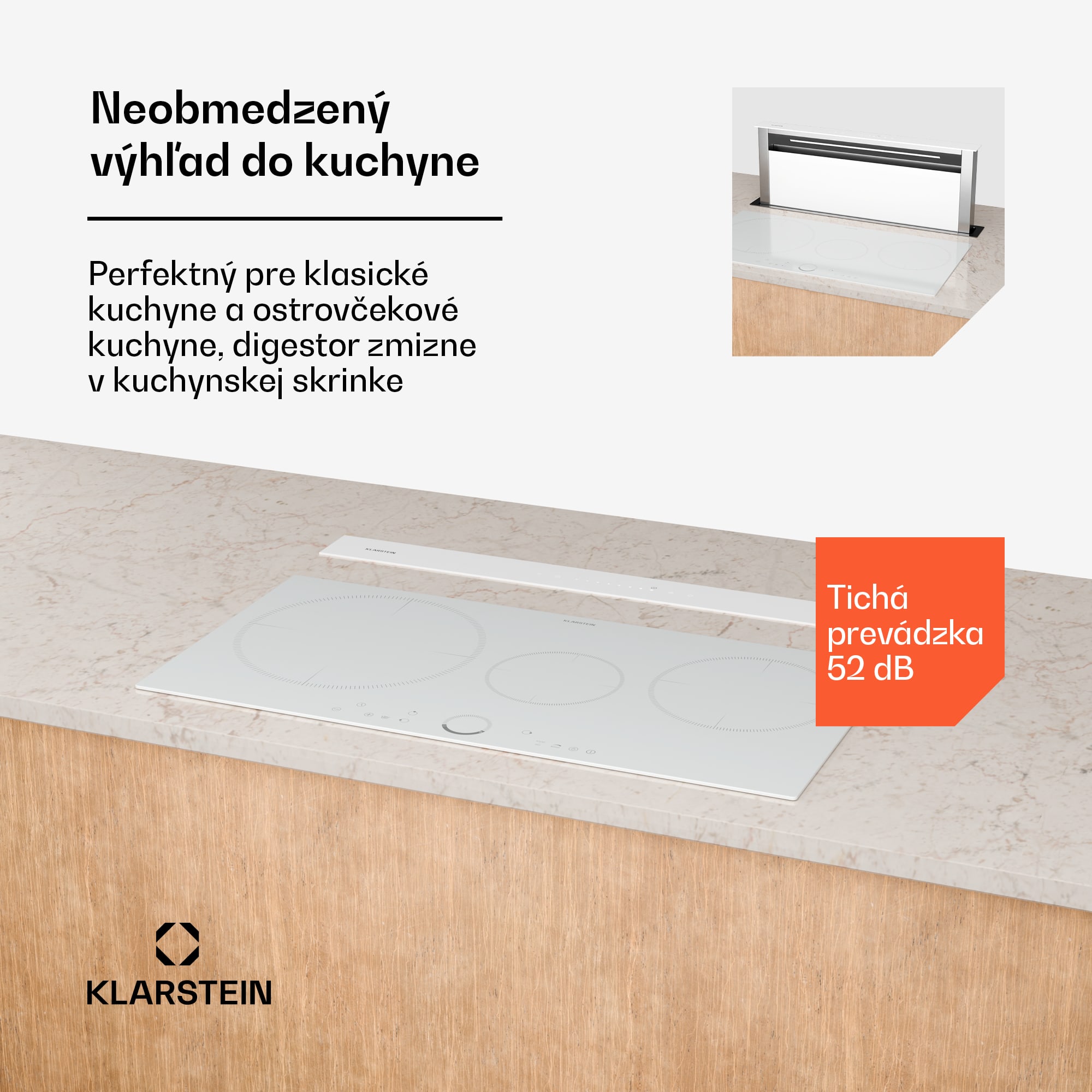 Klarstein Royal Flush Eco digestor, Výsuvný, 714 m³/h, Boost, Dotykové ovládanie, EEK A++ – Obrázok 3