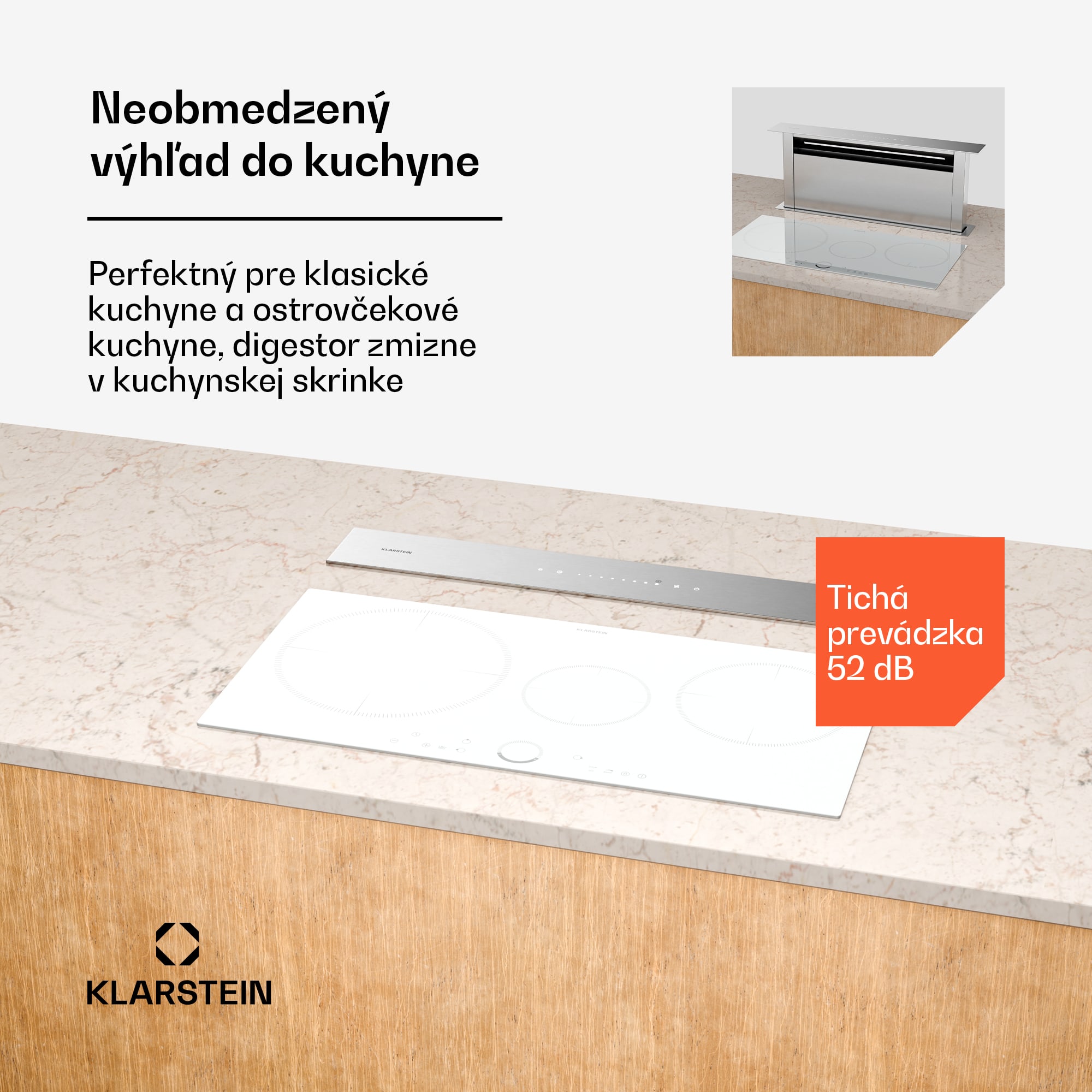 Klarstein Royal Flush Eco digestor, Výsuvný, 714 m³/h, Boost, Dotykové ovládanie, EEK A++ – Obrázok 3