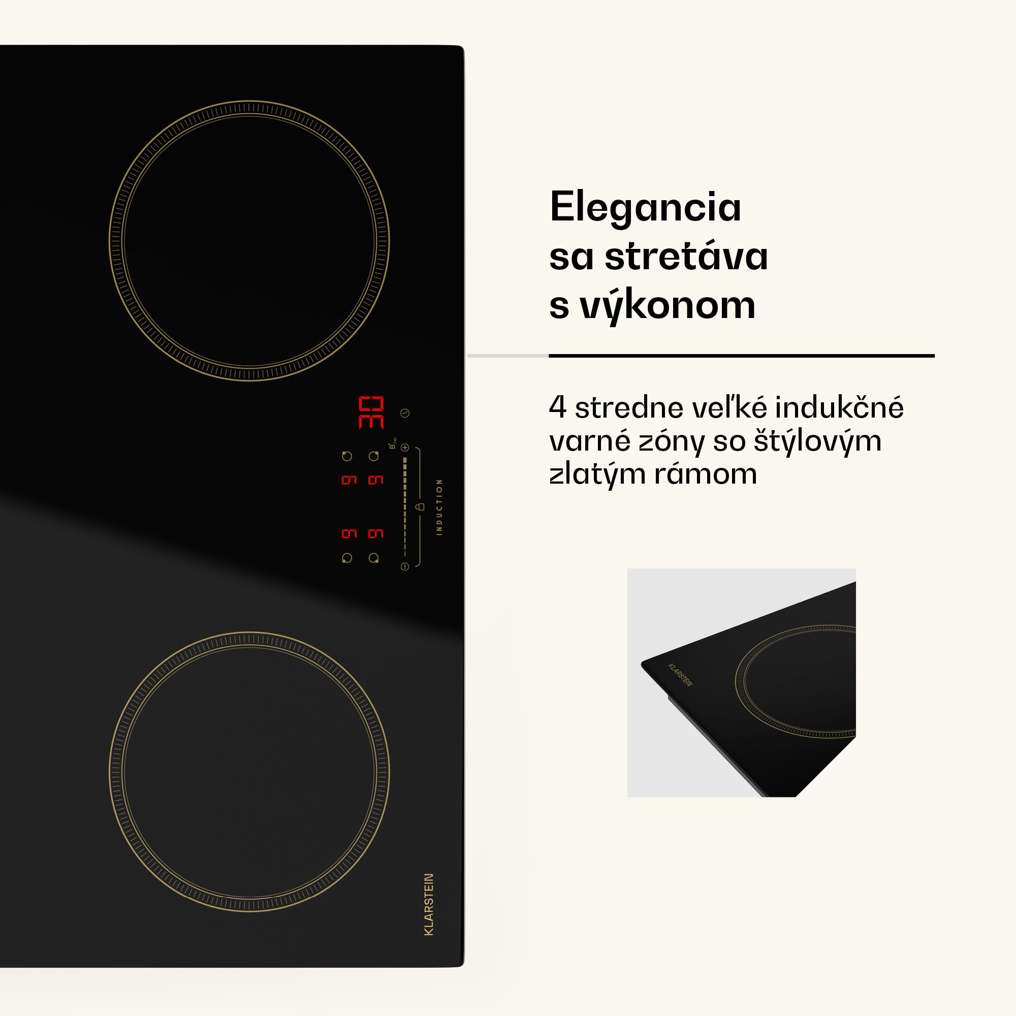 Klarstein Victoria indukčná varná doska, 60 cm, 4 varné platne, posuvník, funkcia Boost – Obrázok 4
