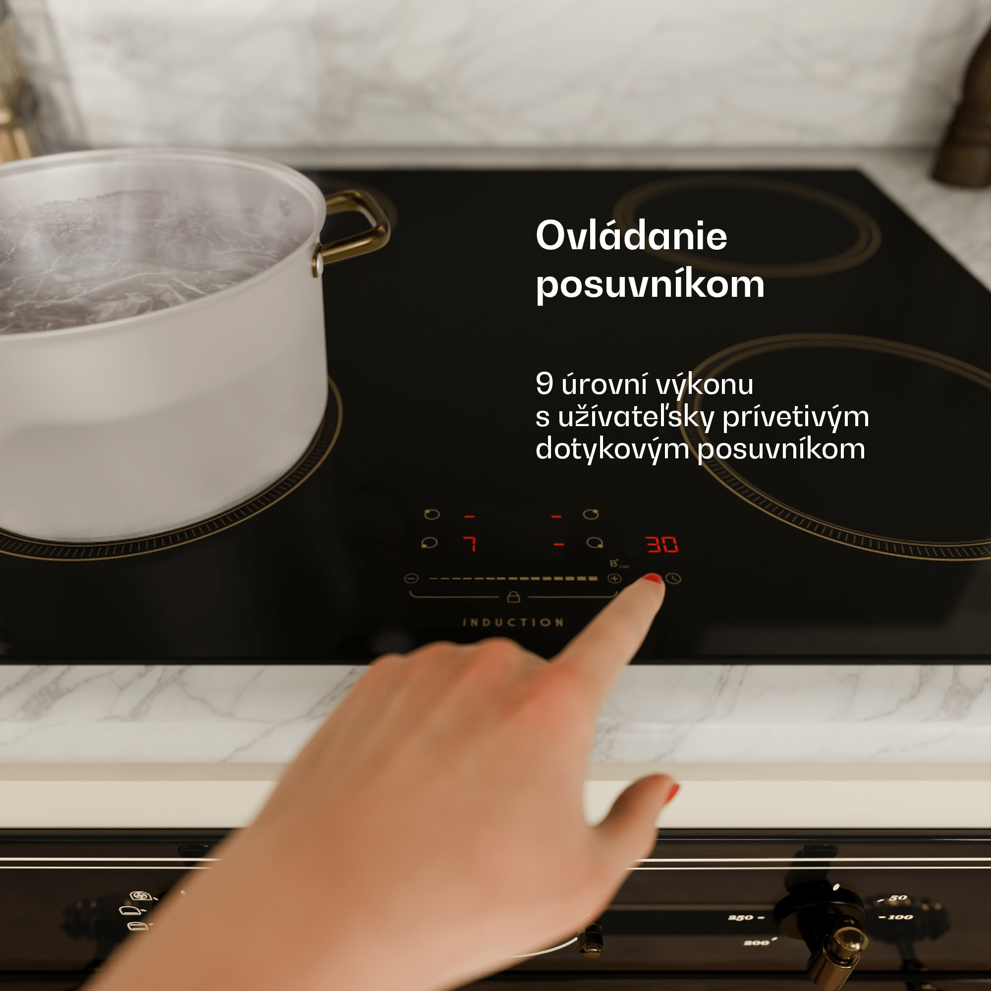 Klarstein Victoria indukčná varná doska, 60 cm, 4 varné platne, posuvník, funkcia Boost – Obrázok 5