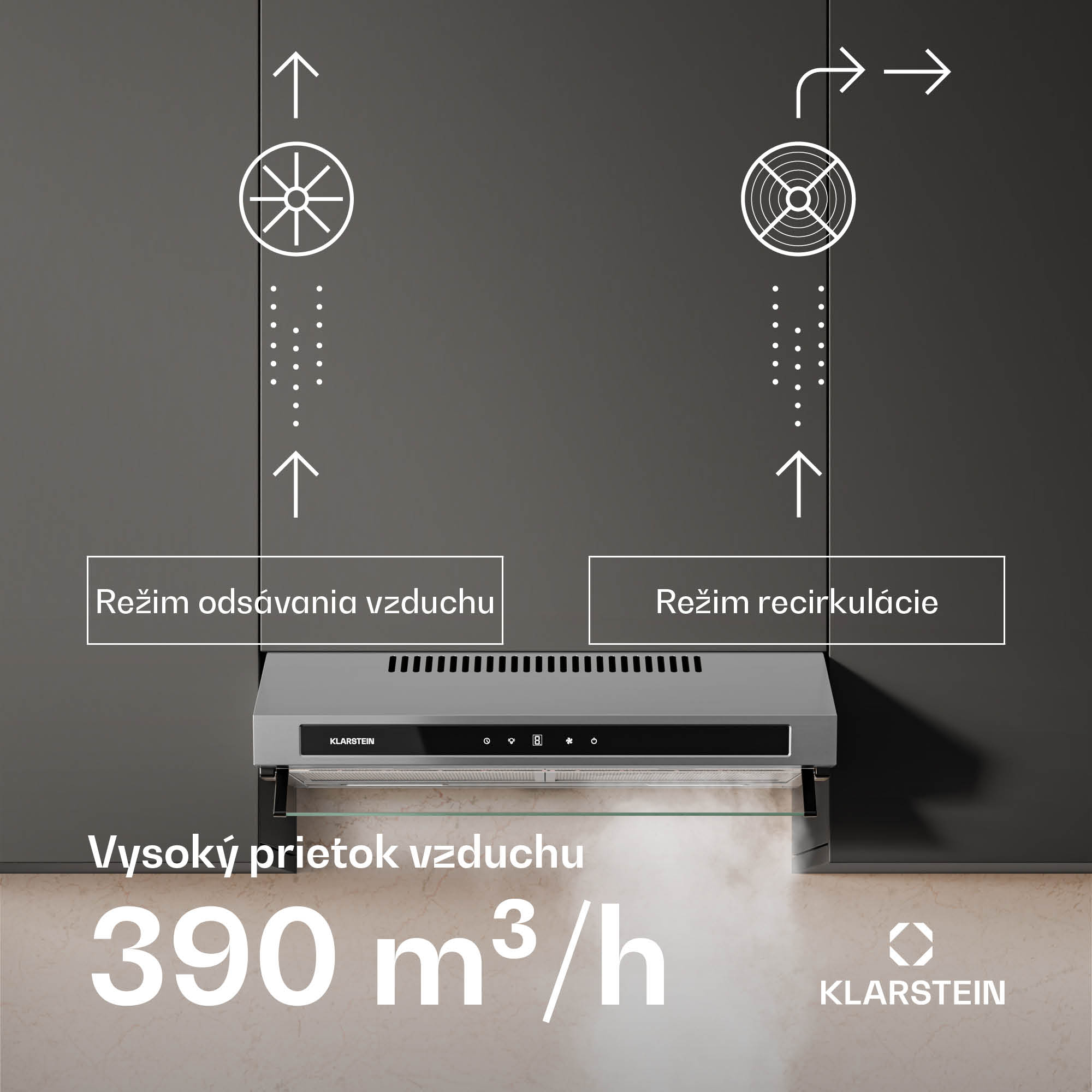 Klarstein Purista Force digestor, Kompaktný, 384,8 m³/h, EEK C, Technológia dvoch motorov – Obrázok 4
