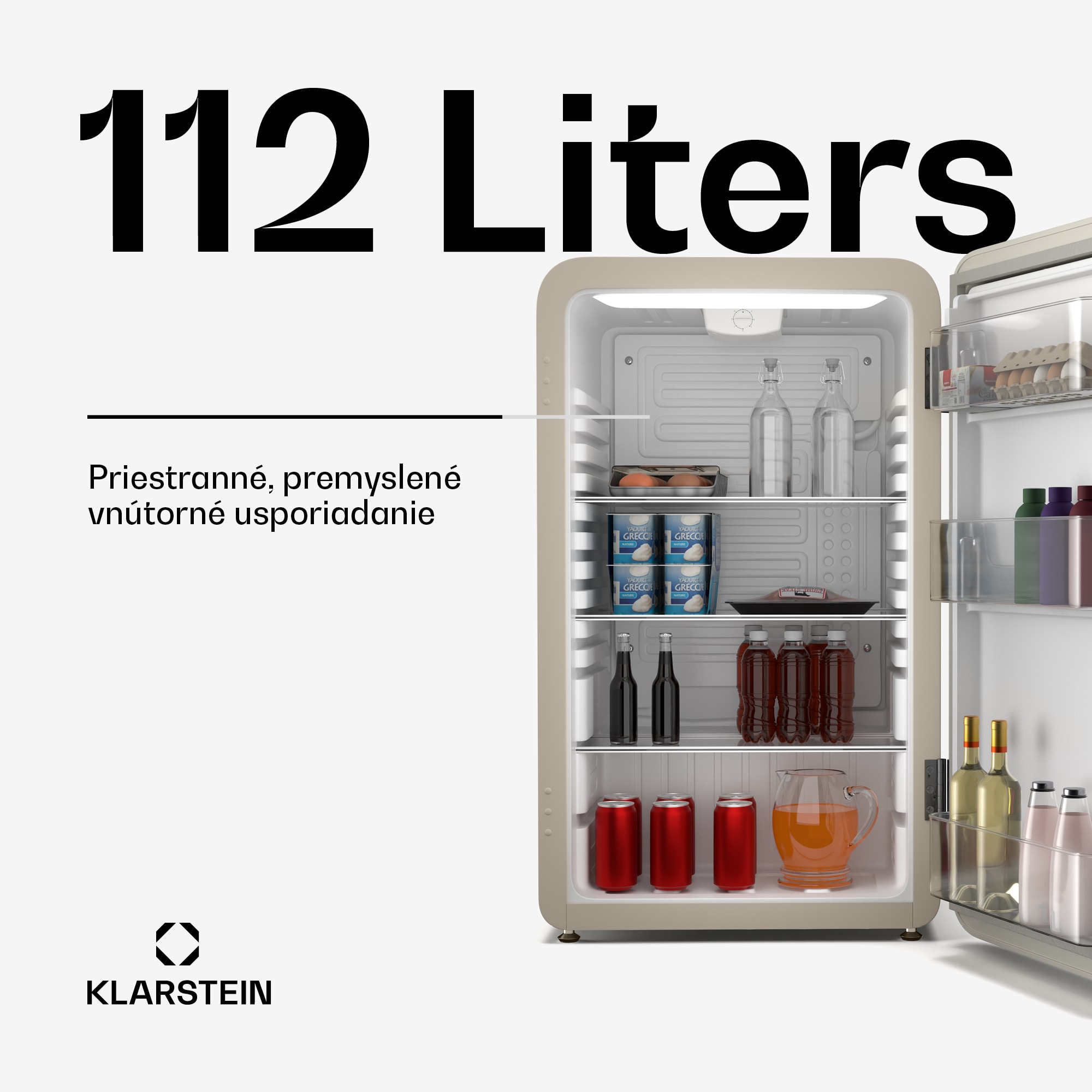 Klarstein Audrey Evo chladnička, 112 l, retro dizajn, tichá, kompaktná, 3 farby – Obrázok 2