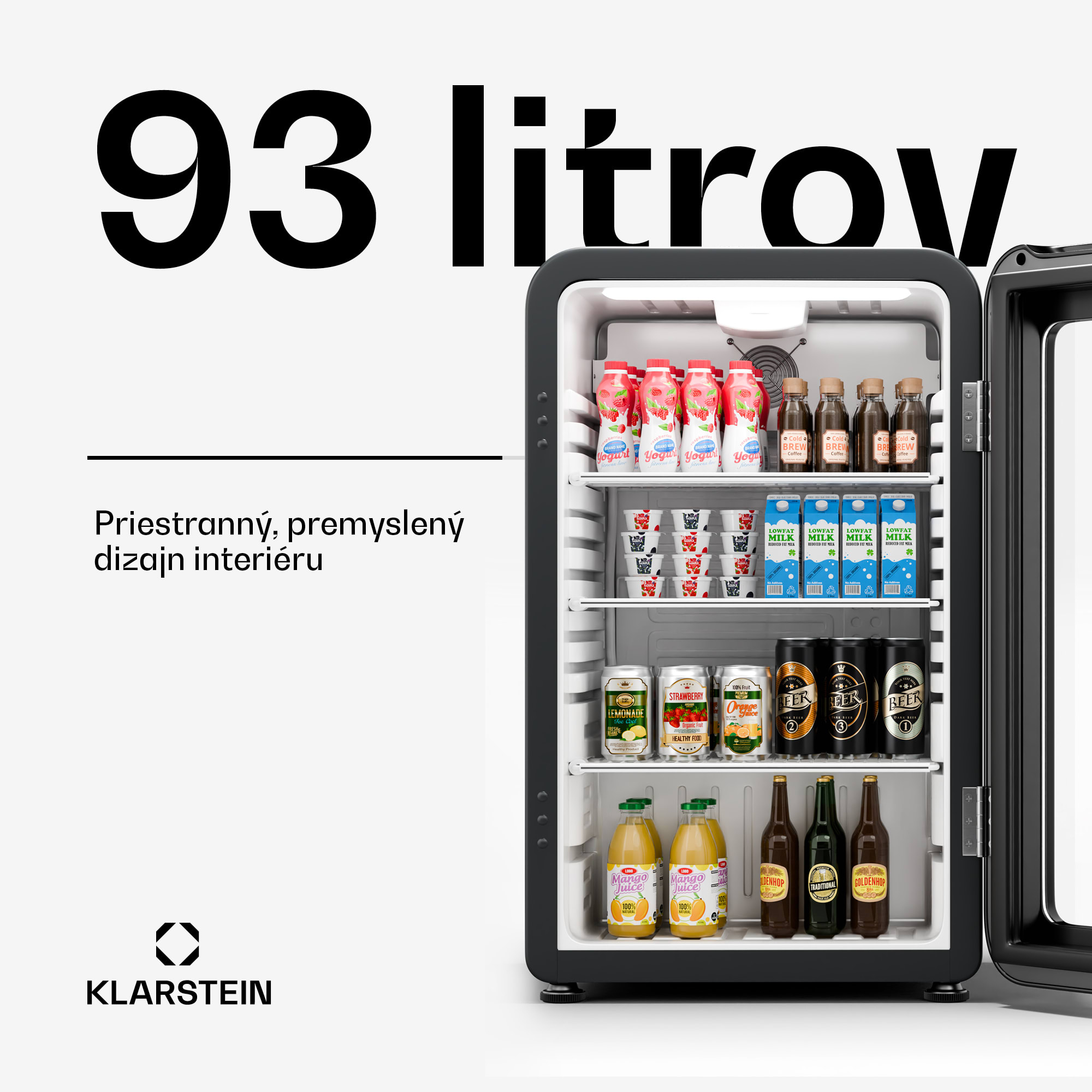 Klarstein Audrey Evo chladnička na nápoje, Retro dizajn, sklenené dvere, 93 L, EEK C – Obrázok 2