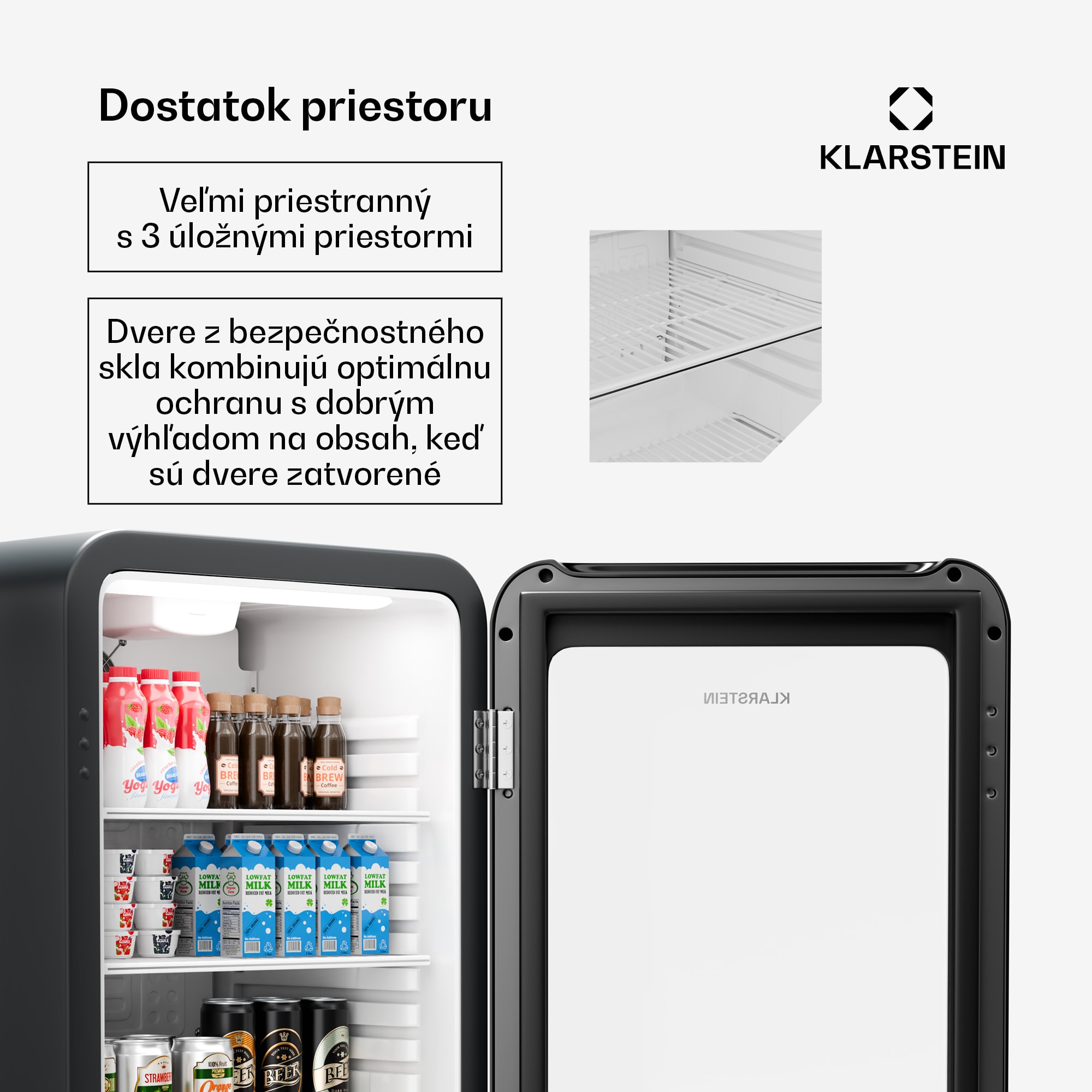 Klarstein Audrey Evo chladnička na nápoje, Retro dizajn, sklenené dvere, 93 L, EEK C – Obrázok 5