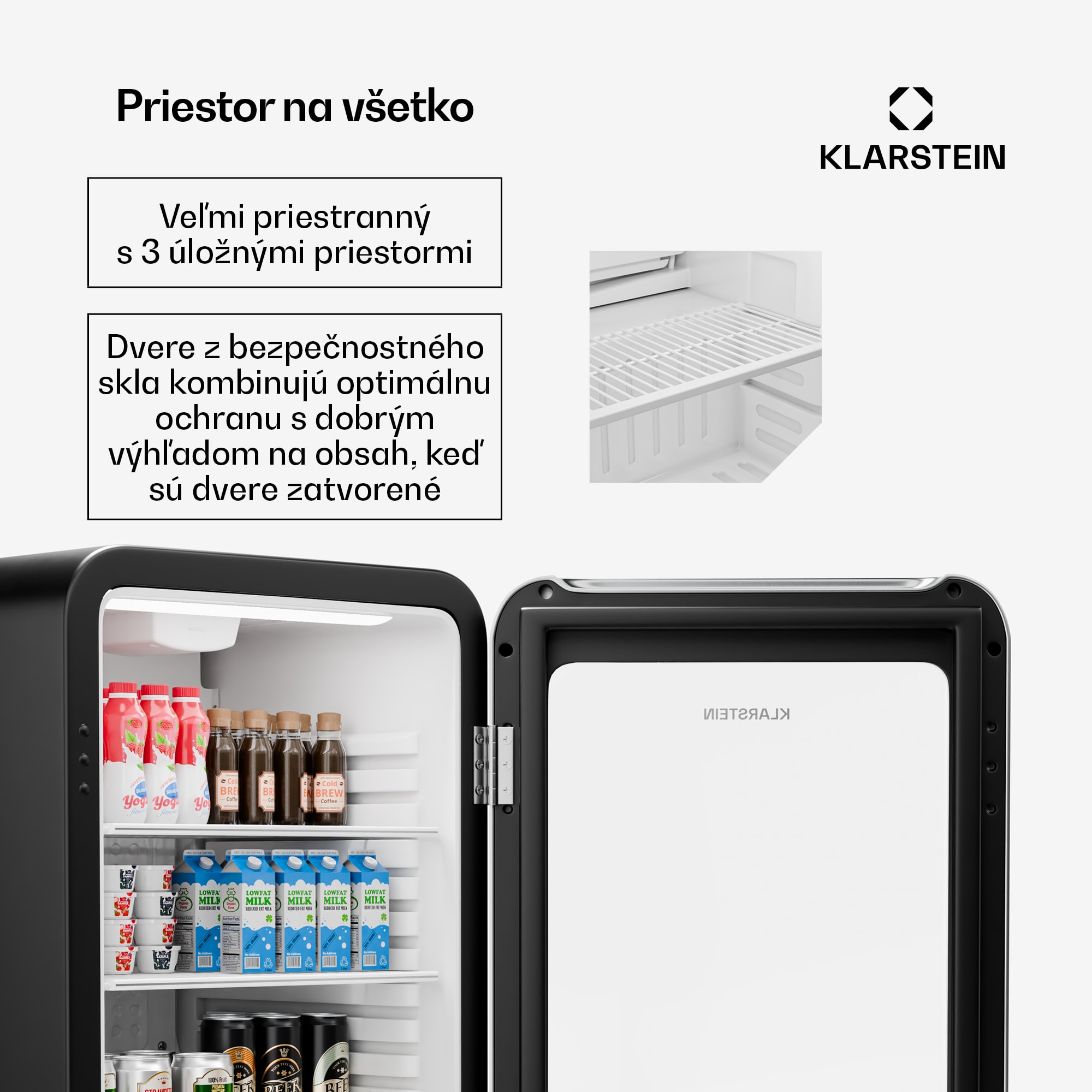 Klarstein Audrey Evo chladnička na nápoje, Retro dizajn, sklenené dvere, 113 L, EEK C – Obrázok 5