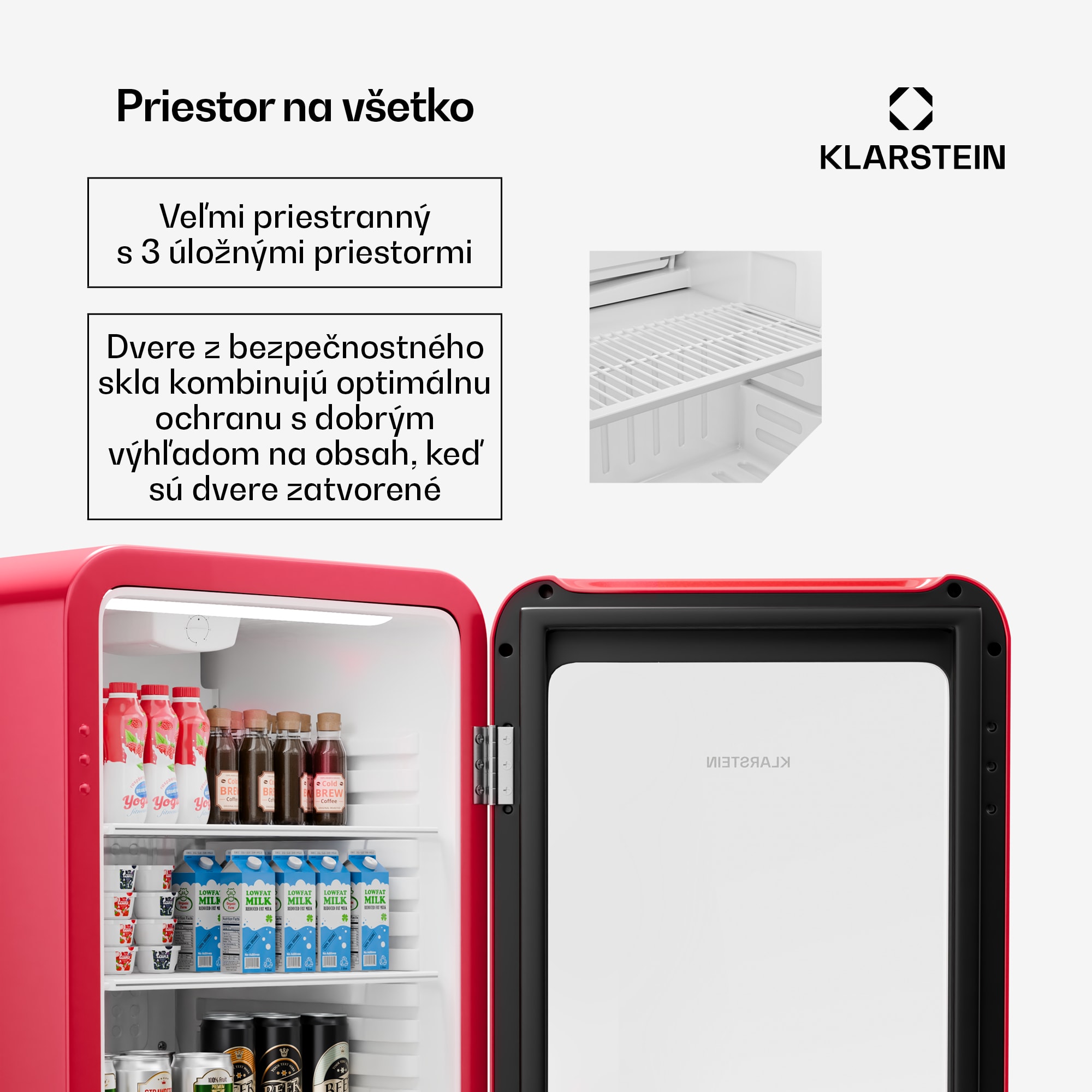 Klarstein Audrey Evo chladnička na nápoje, Retro dizajn, sklenené dvere, 113 L, EEK C – Obrázok 5