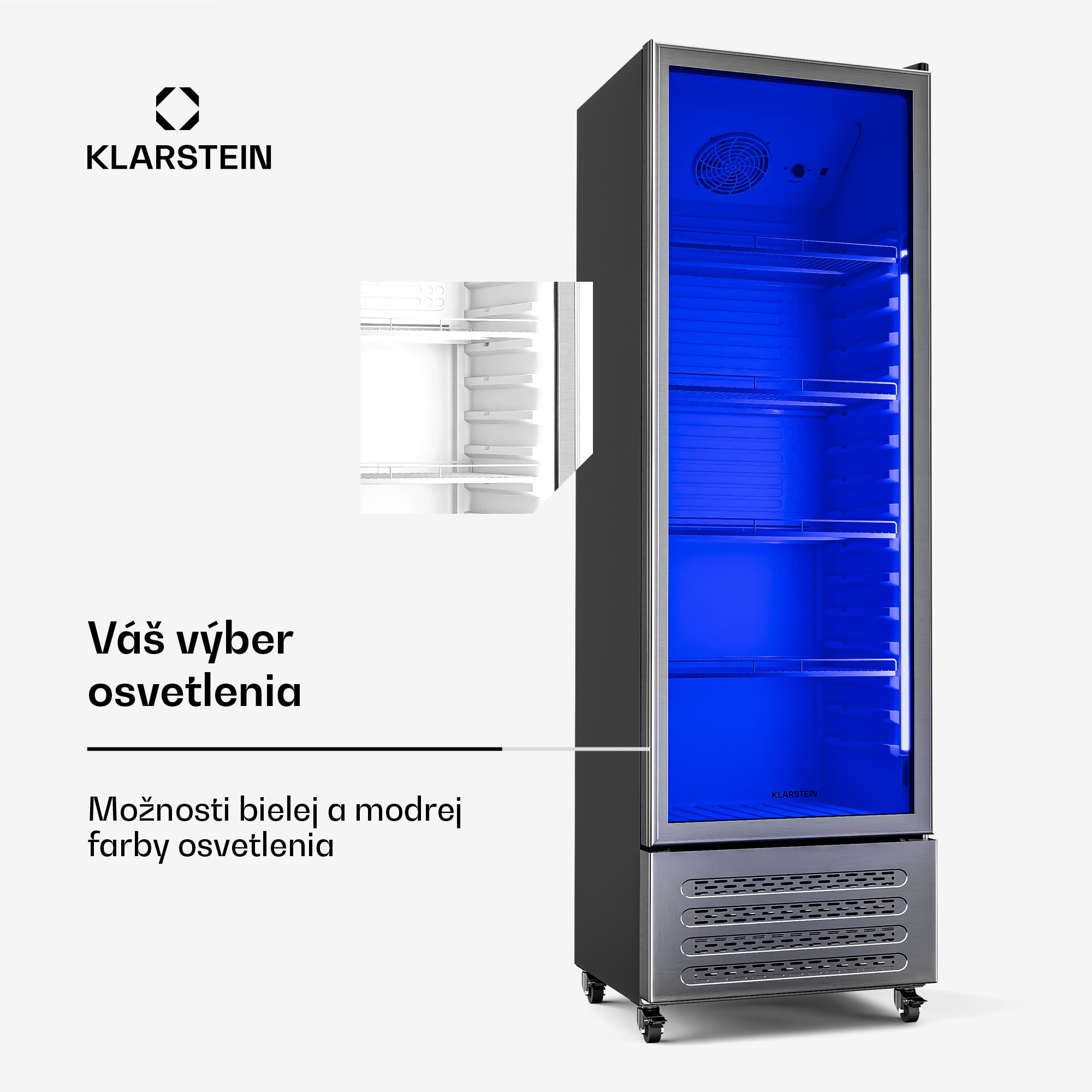 Klarstein GrandCooler chladnička na nápoje, 306 l, LED osvetlenie, s kolieskami, 4 police – Obrázok 4
