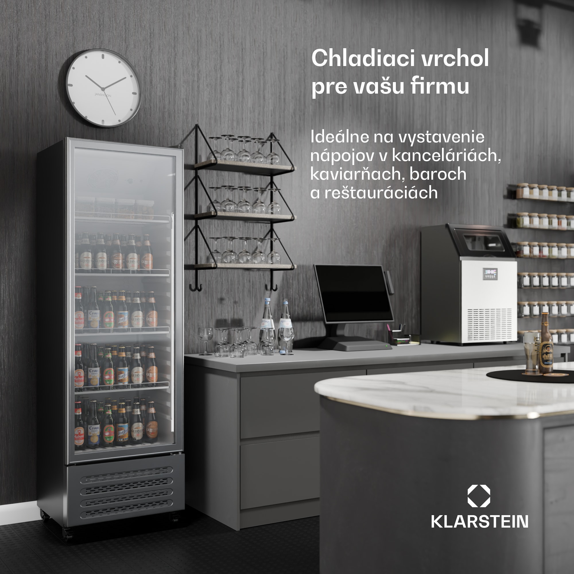 Klarstein GrandCooler chladnička na nápoje, 306 l, LED osvetlenie, s kolieskami, 4 police – Obrázok 5