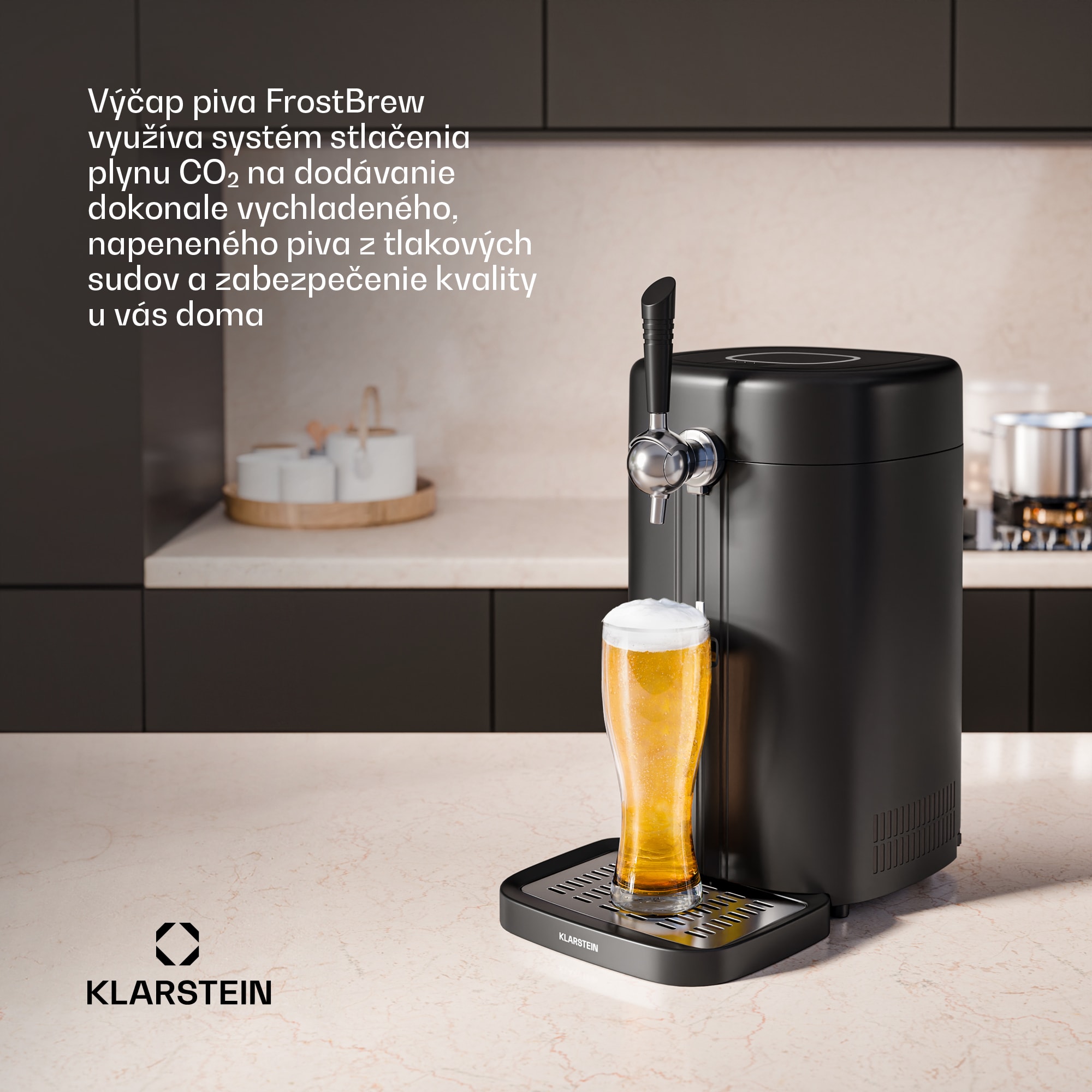 Klarstein FrostBrew pivný výčap, Tlakový systém CO2, Termo chladenie, 3-12 °C, LED displej teploty – Obrázok 3