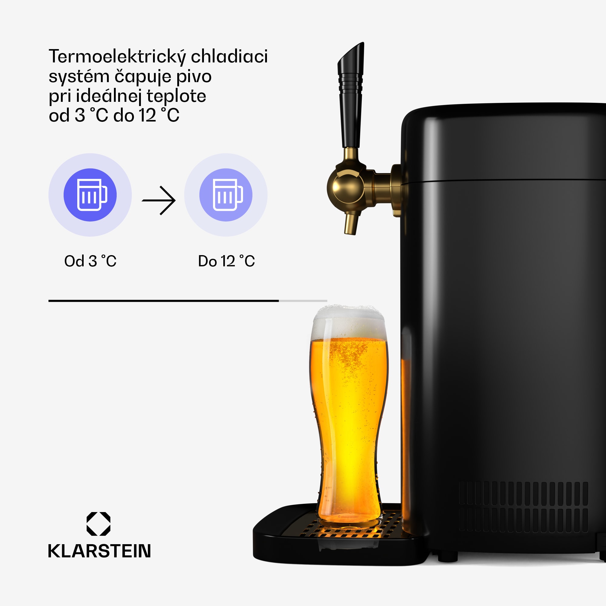 Klarstein FrostBrew pivný výčap, Tlakový systém CO2, Termo chladenie, 3-12 °C, LED displej teploty – Obrázok 5