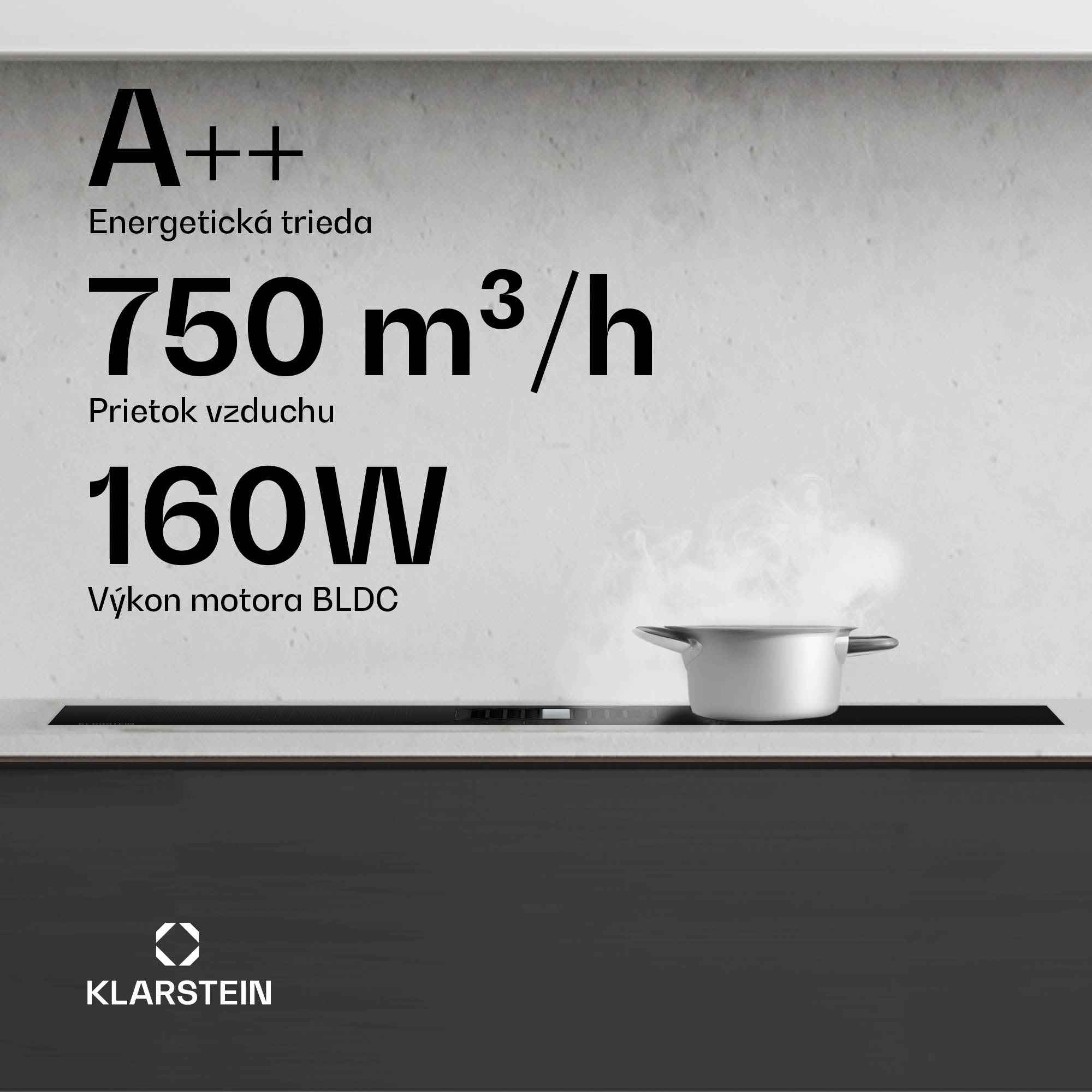 Klarstein AirJet Hybrid Down Air System, Indukčná varná doska s integrovaným digestorom, 600 m³/h, EEK A++ – Obrázok 3