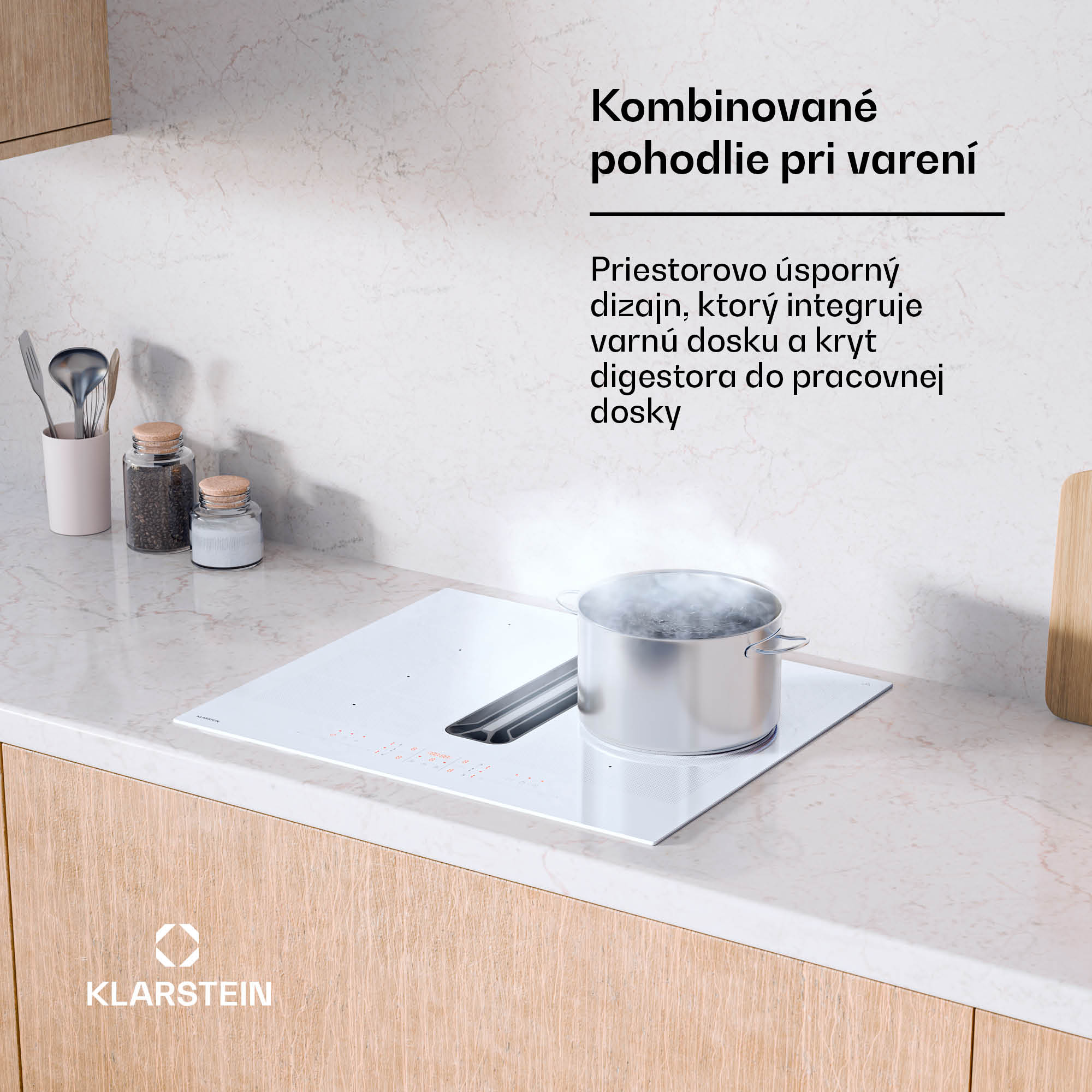 Klarstein AirJet FlexPro Down Air System, Indukčná doska + digestor, Flexi zóna, Booster – Obrázok 2