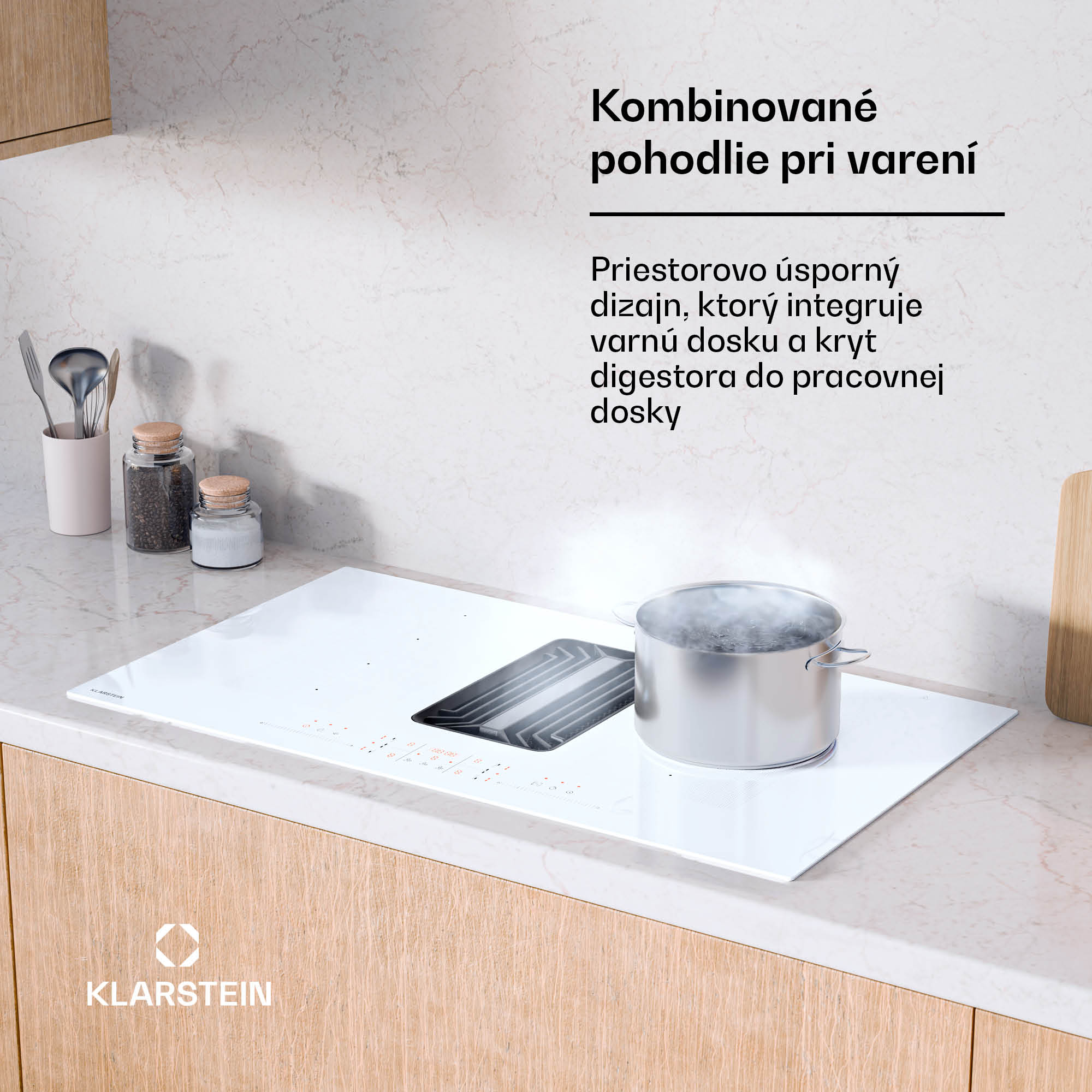 Klarstein AirJet FlexPro Down Air System, Indukčná doska + digestor, Flexi zóna, Booster – Obrázok 2