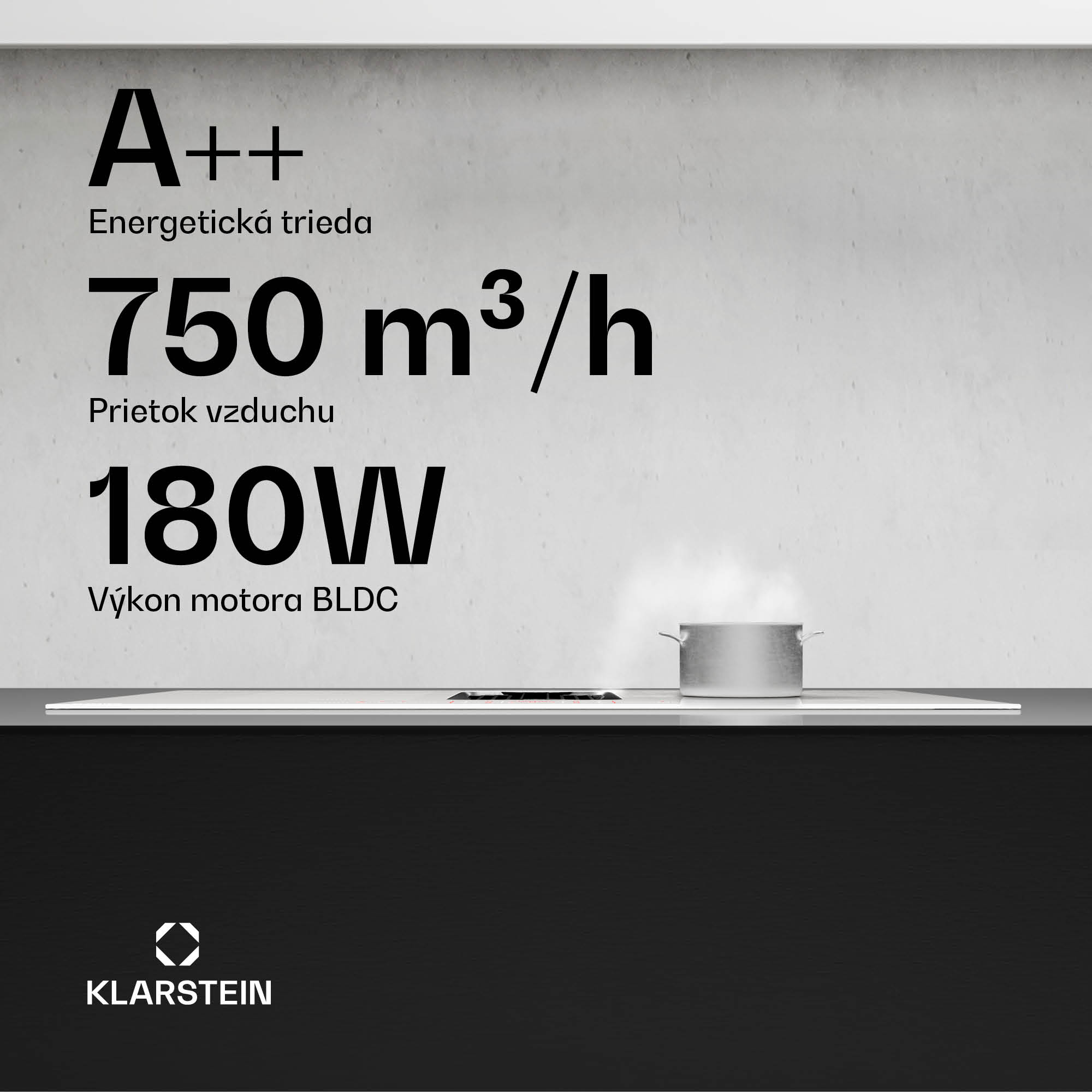 Klarstein AirJet FlexPro Down Air System, Indukčná doska + digestor, Flexi zóna, Booster – Obrázok 3