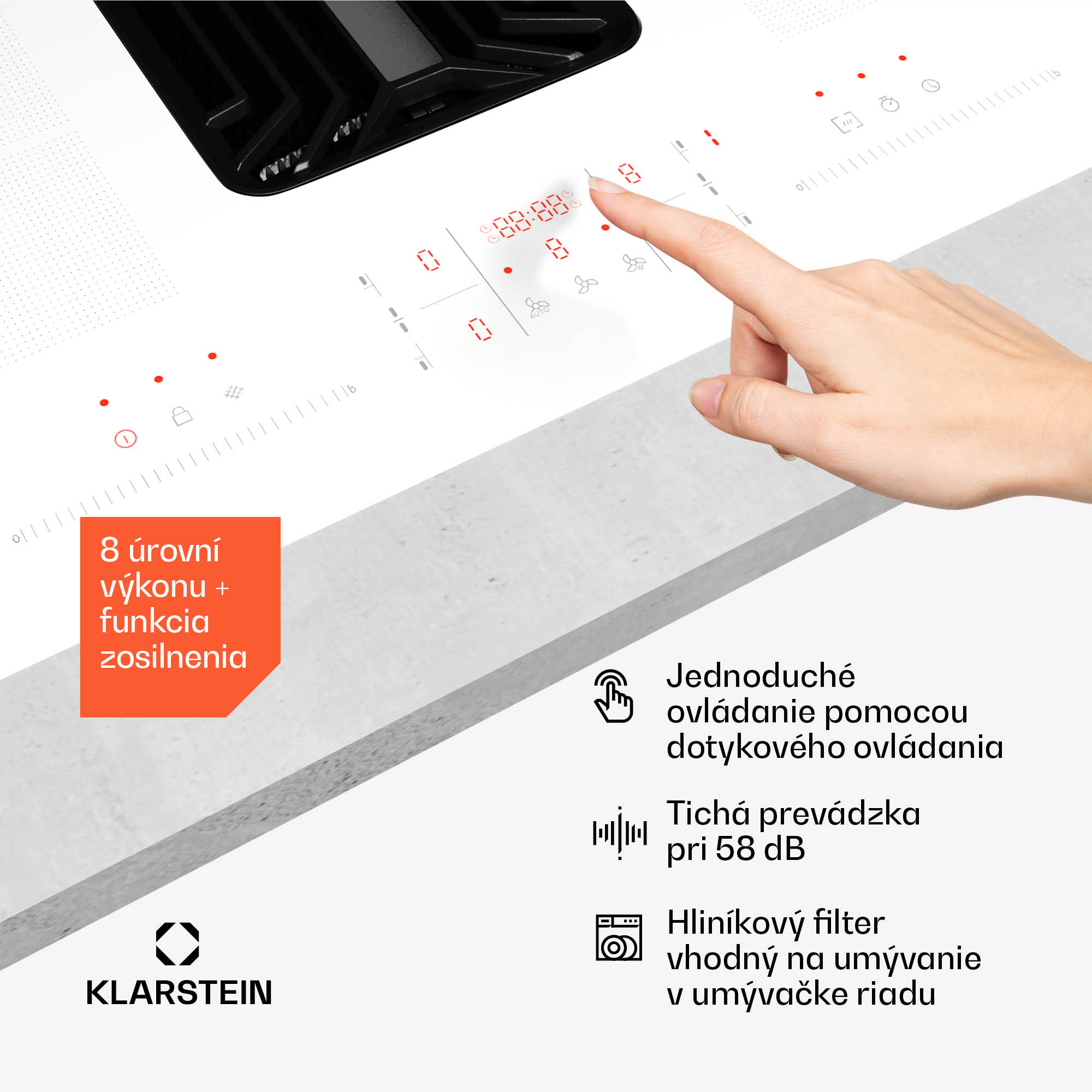 Klarstein AirJet FlexPro Down Air System, Indukčná doska + digestor, Flexi zóna, Booster – Obrázok 5