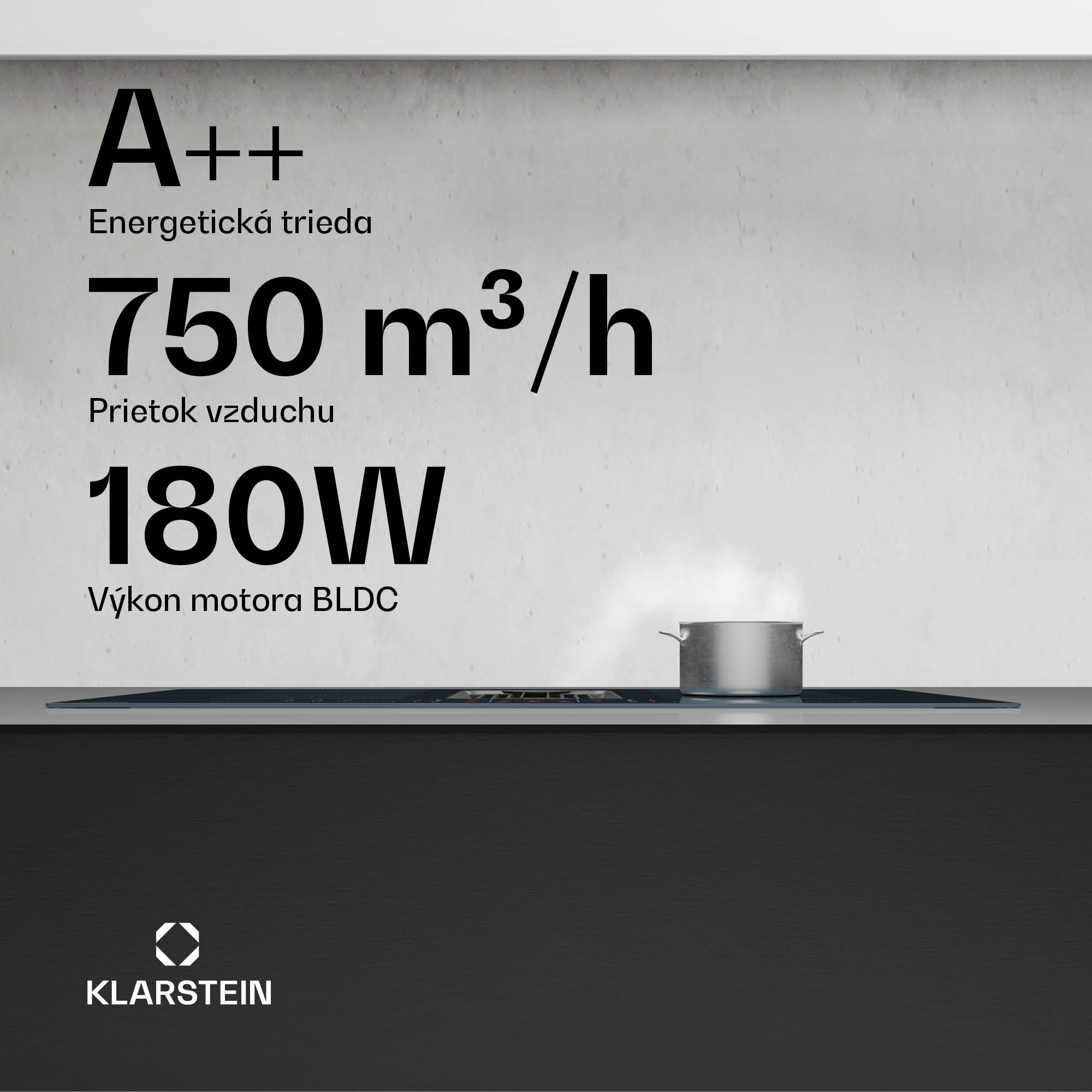 Klarstein AirJet FlexPro Down Air System, Indukčná doska + digestor, Flexi zóna, Booster – Obrázok 3