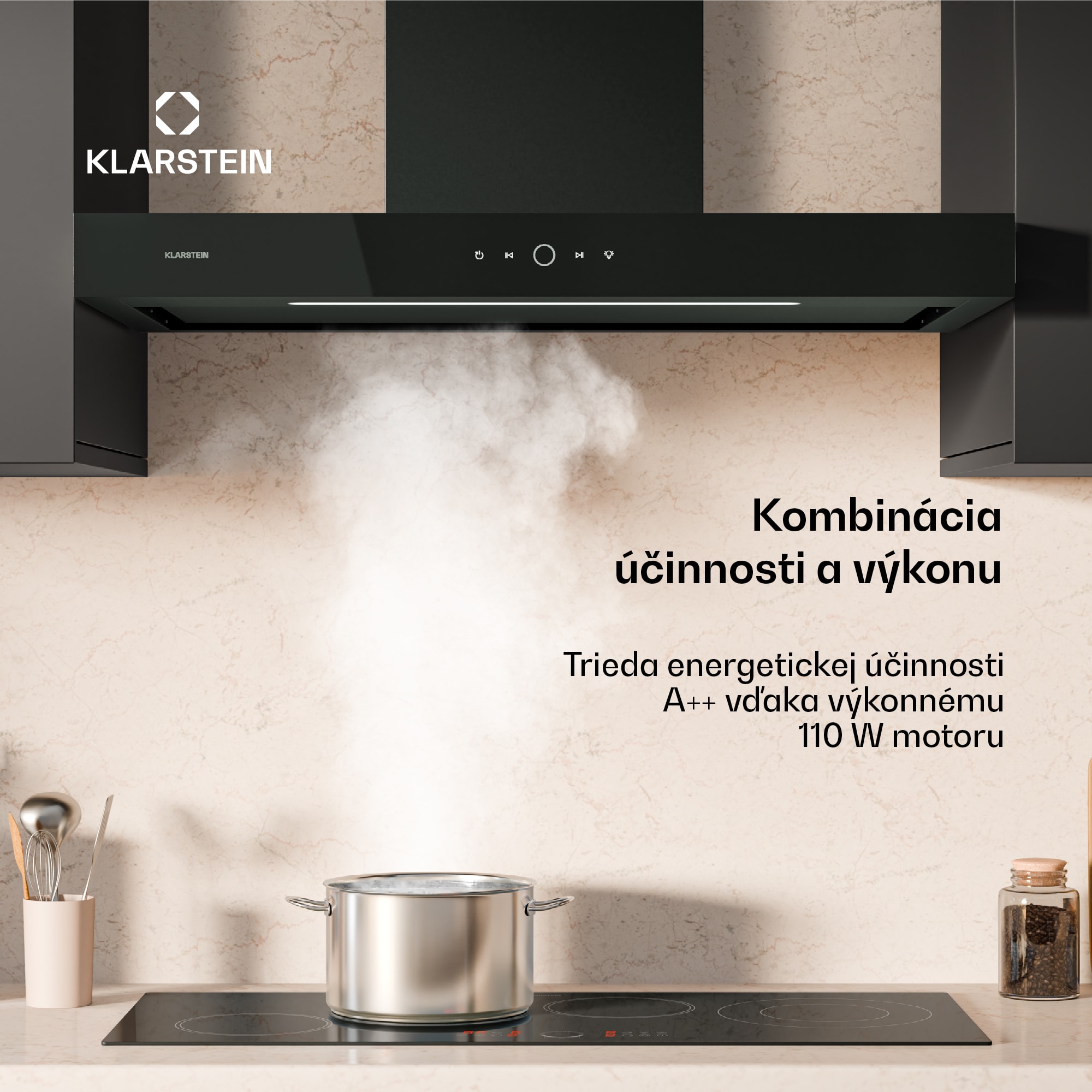 Klarstein SmartEdge digestor, WiFi, tichý, výkonný, LED, 550 m³/h, EEK A+ – Obrázok 3