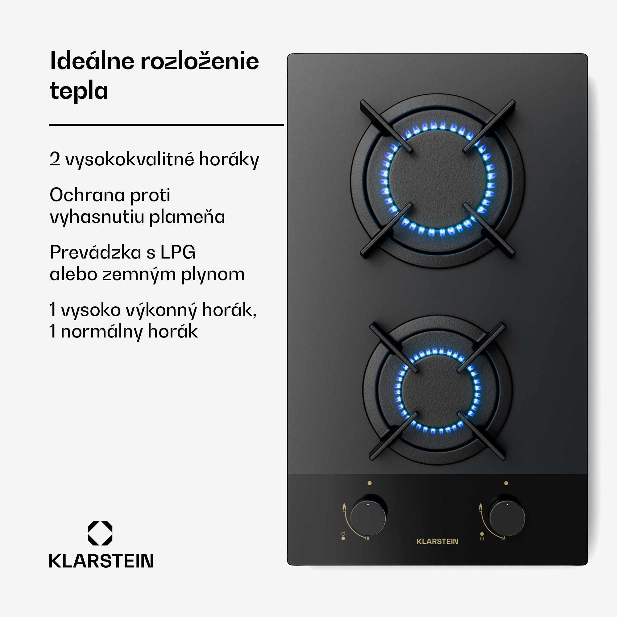 Klarstein Goldflame Nano plynová varná doska, 2 mosadzné horáky, Nano povlak, LPG/zemný plyn – Obrázok 3