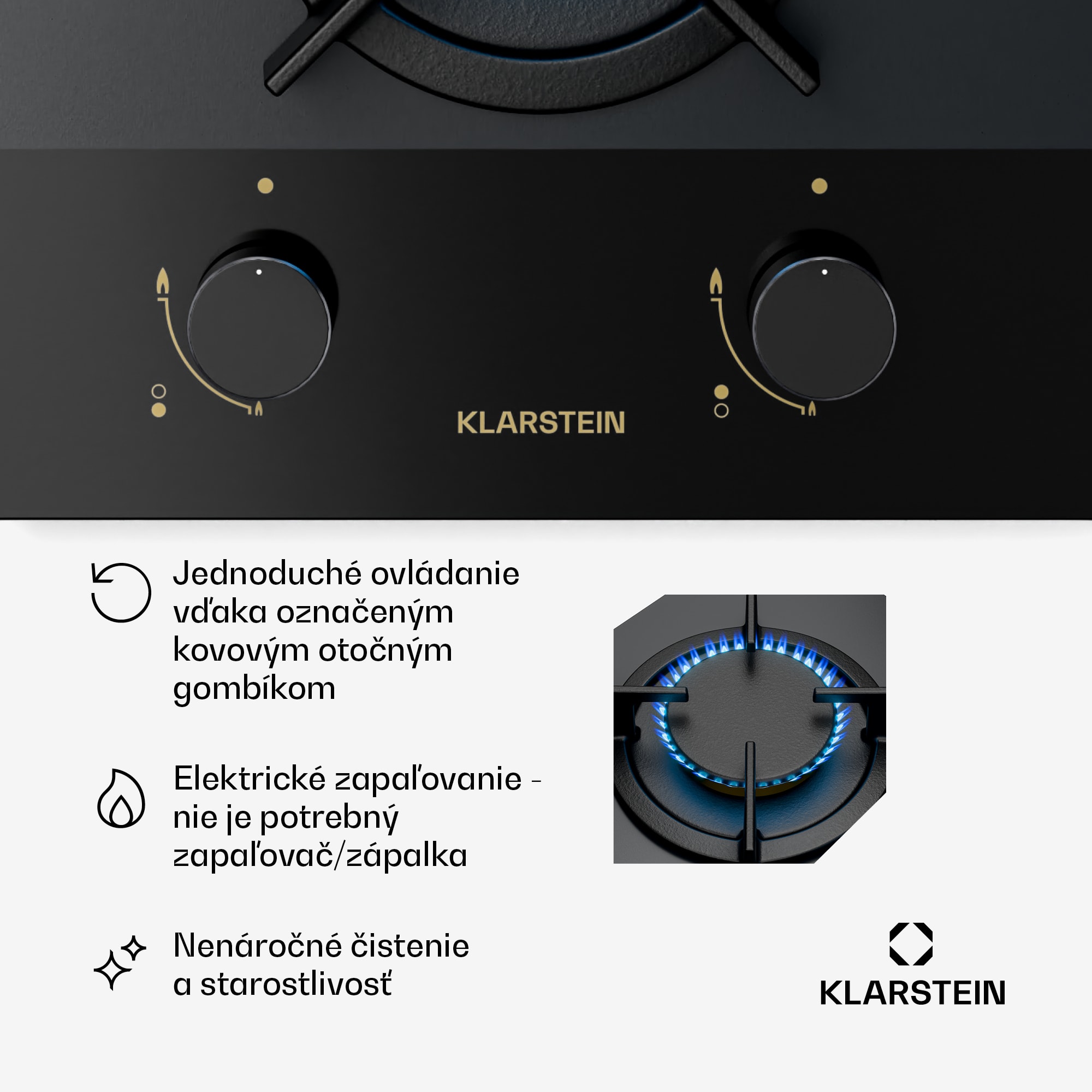 Klarstein Goldflame Nano plynová varná doska, 2 mosadzné horáky, Nano povlak, LPG/zemný plyn – Obrázok 5