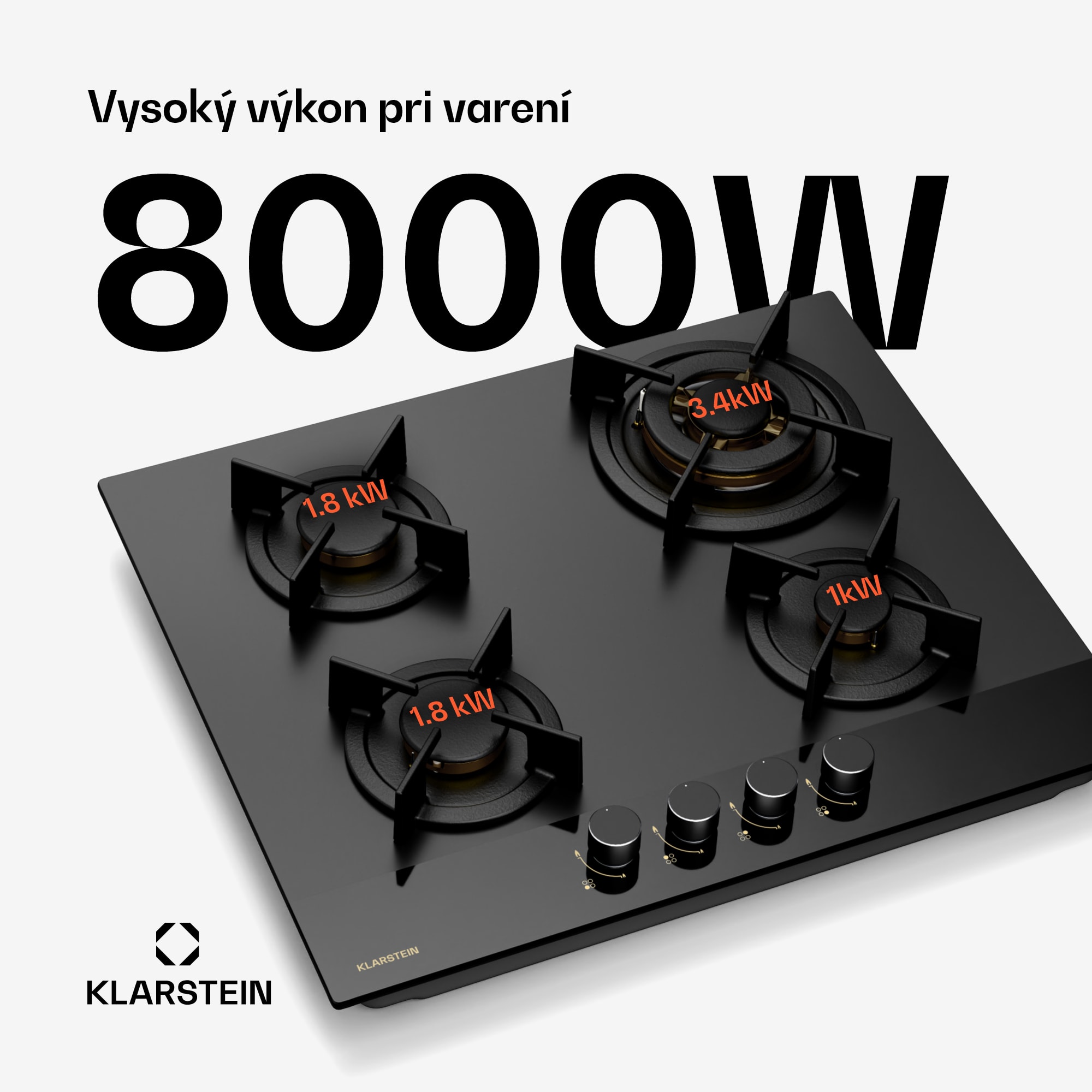Klarstein Goldflame Nano plynová varná doska, 4 mosadzné horáky, Nano povlak, LPG/zemný plyn – Obrázok 2