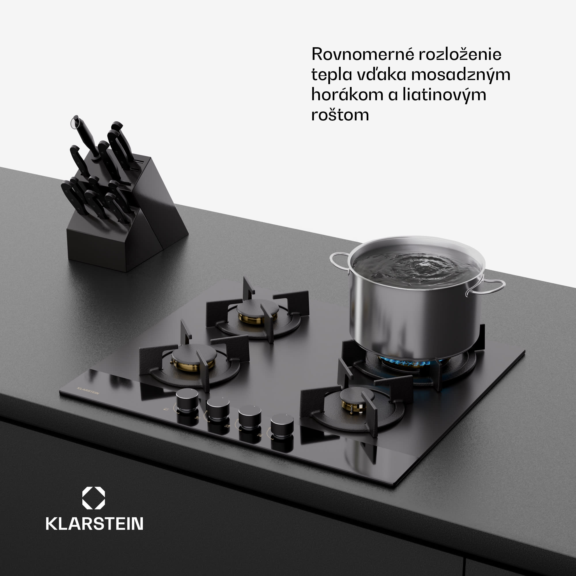 Klarstein Goldflame Nano plynová varná doska, 4 mosadzné horáky, Nano povlak, LPG/zemný plyn – Obrázok 4