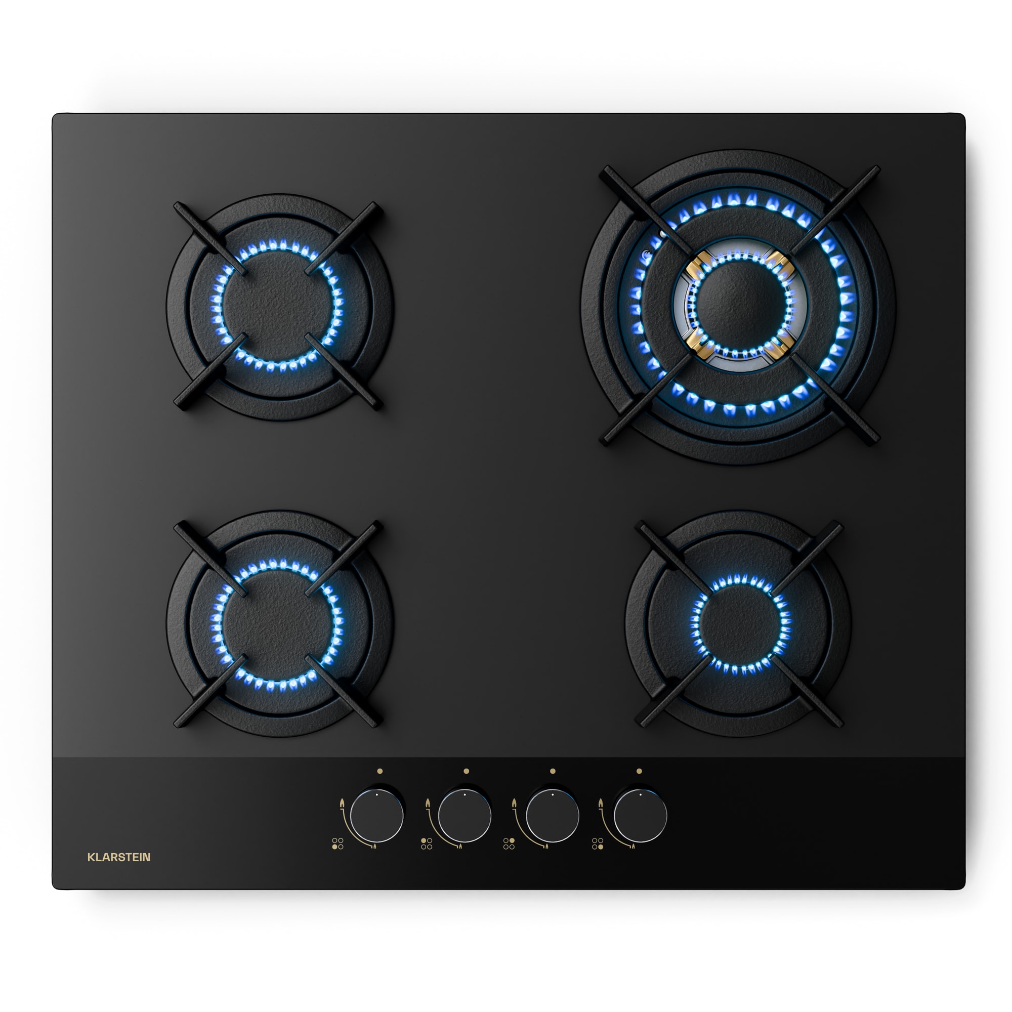 Klarstein Goldflame Nano plynová varná doska, 4 mosadzné horáky, Nano povlak, LPG/zemný plyn