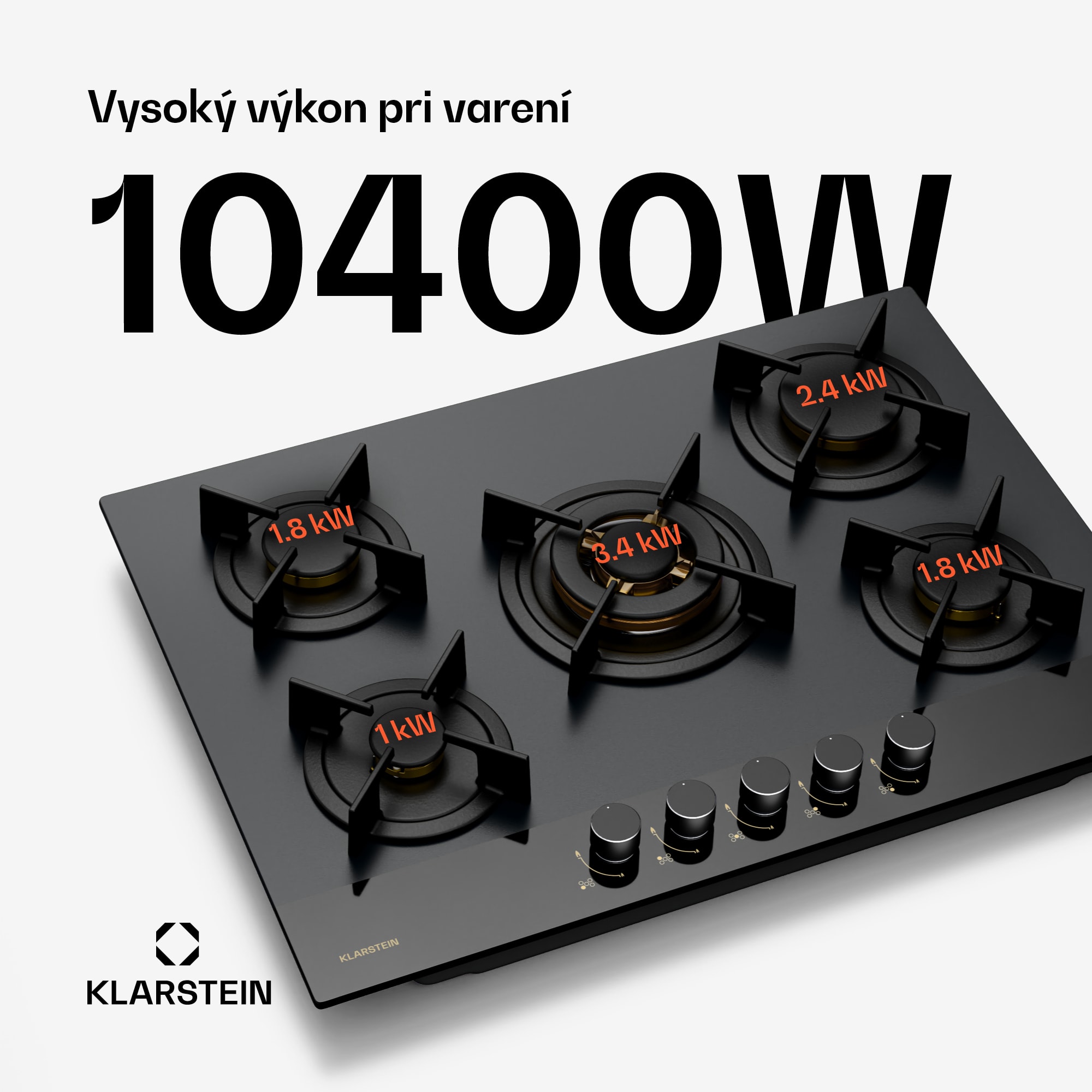 Klarstein Goldflame Nano plynová varná doska, 5 mosadzných horákov, Nano povlak, LPG/zemný plyn – Obrázok 2