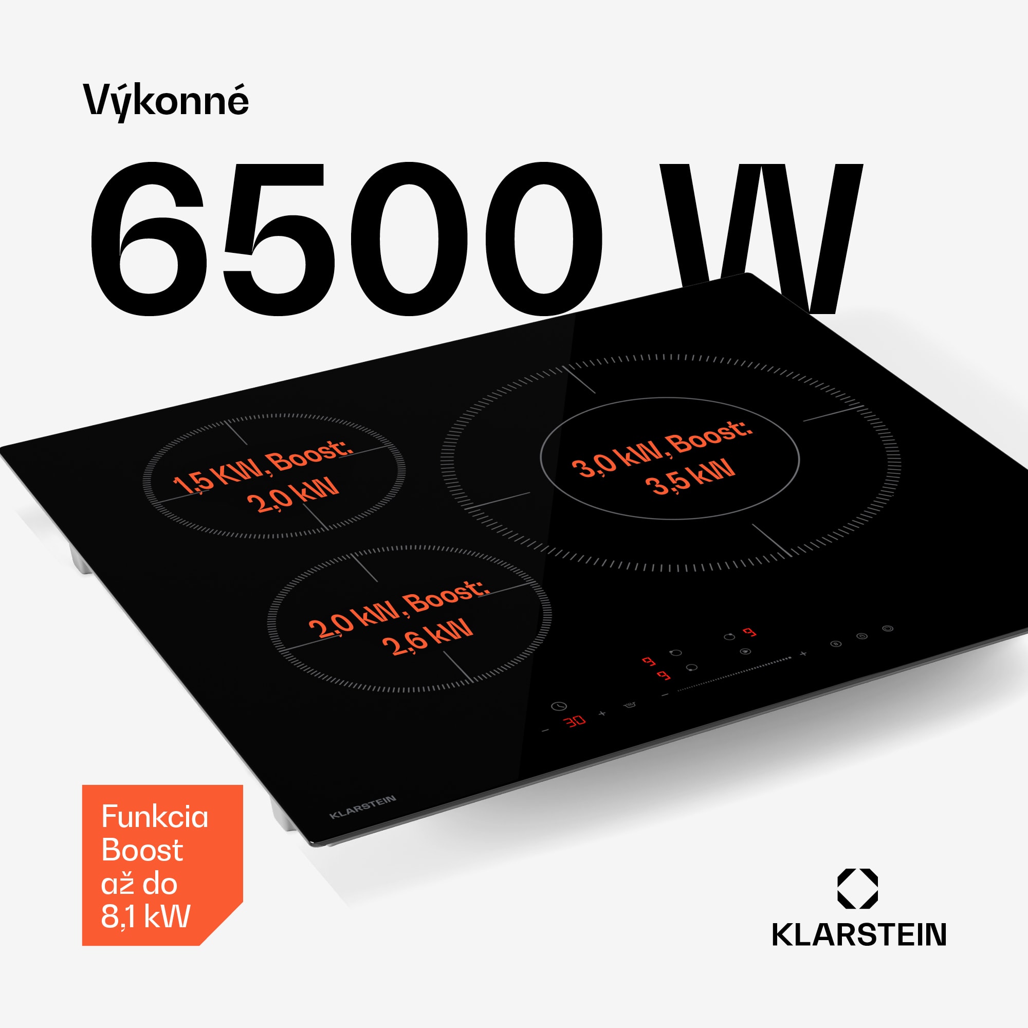 Klarstein Delicatessa Paella indukčná varná doska, Paella zóna, Power Boost, Ovládanie posuvníkmi – Obrázok 3