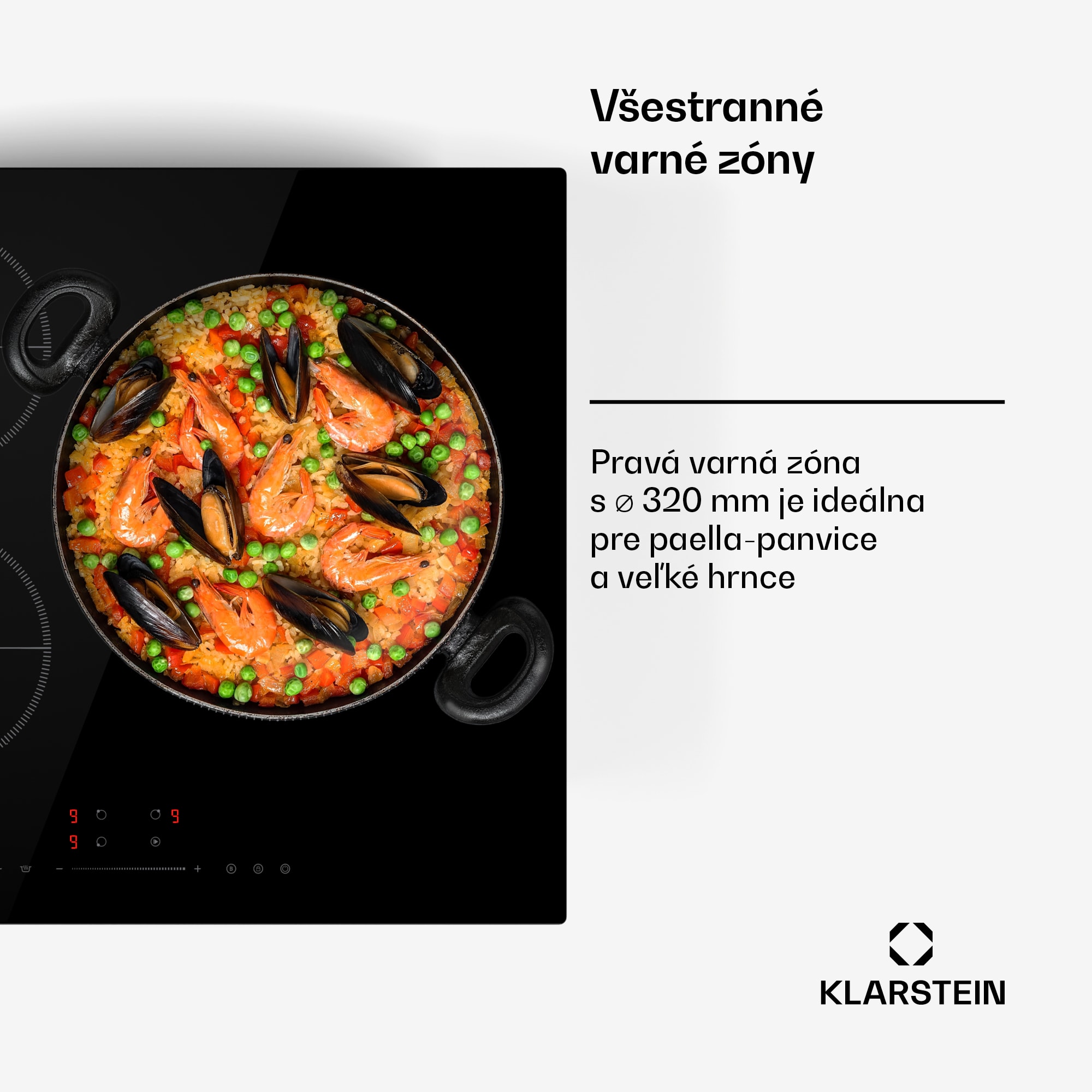 Klarstein Delicatessa Paella indukčná varná doska, Paella zóna, Power Boost, Ovládanie posuvníkmi – Obrázok 4