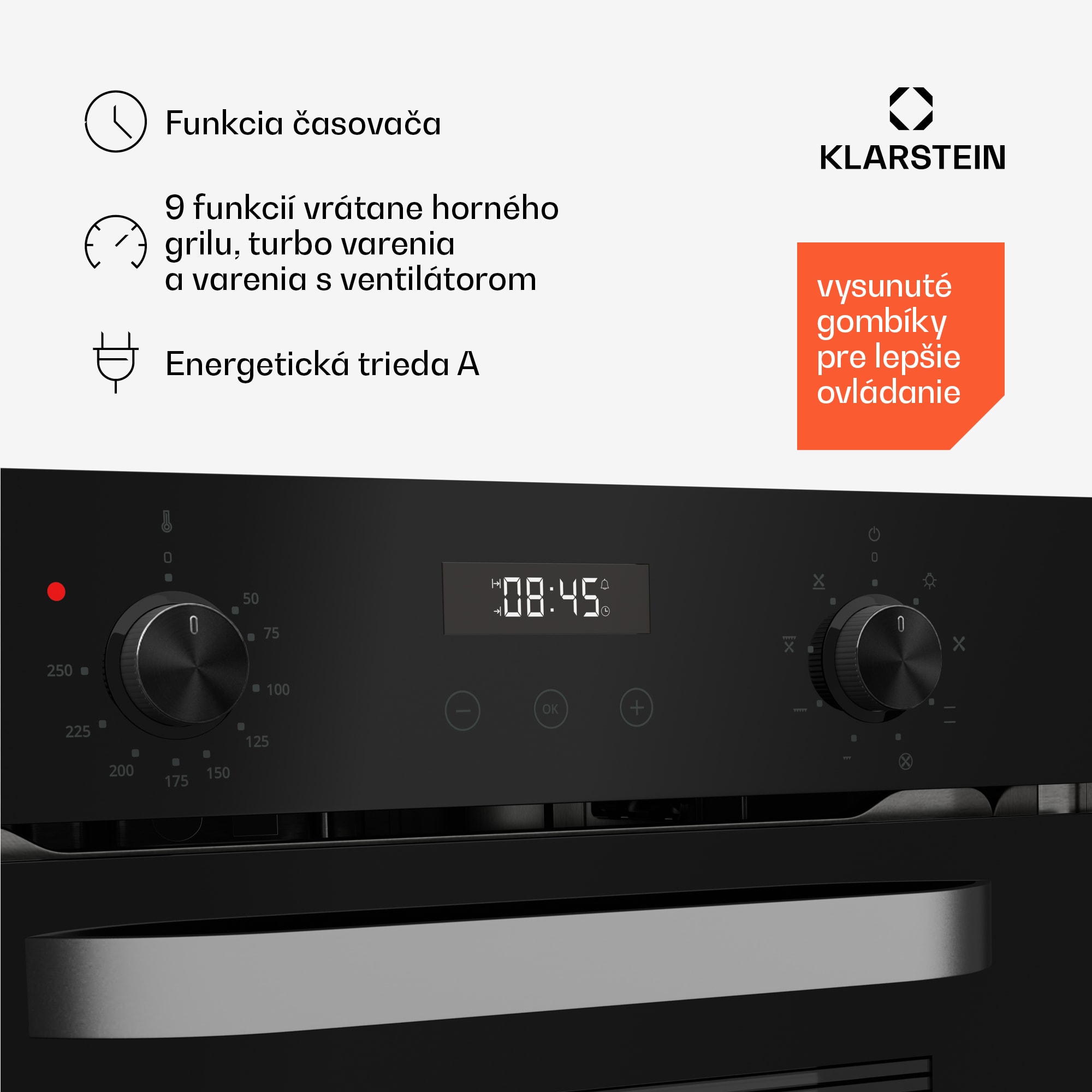 Klarstein SmartSlim rúra, Slim dizajn, 9 funkcií, objem 49 l, jednoduché čistenie, EEK A – Obrázok 4