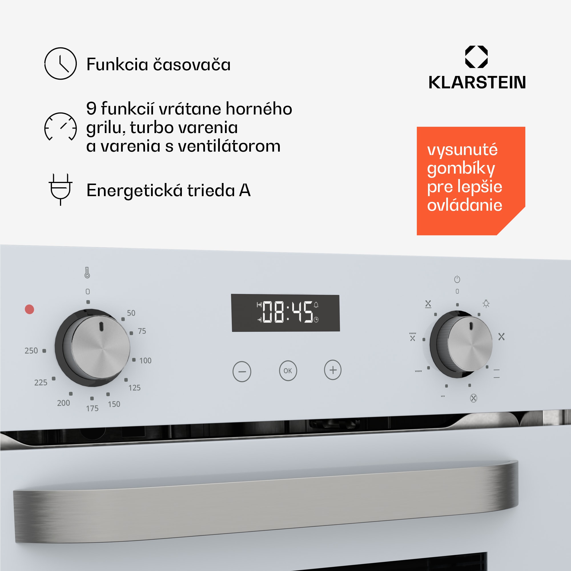 Klarstein SmartSlim rúra, Slim dizajn, 9 funkcií, objem 49 l, jednoduché čistenie, EEK A – Obrázok 4