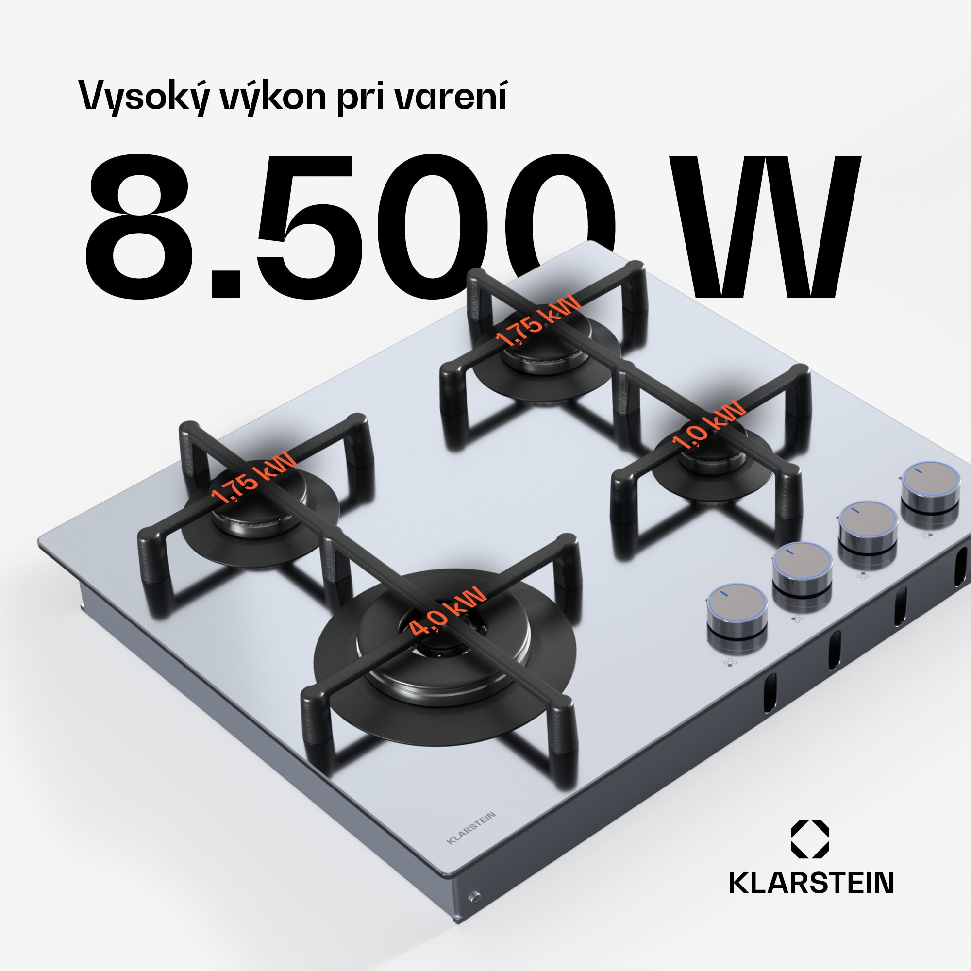 Klarstein Illuminosa 4 plynová varná doska 4-horáková Sabaf horák z nehrdzavejúcej ocele – Obrázok 2