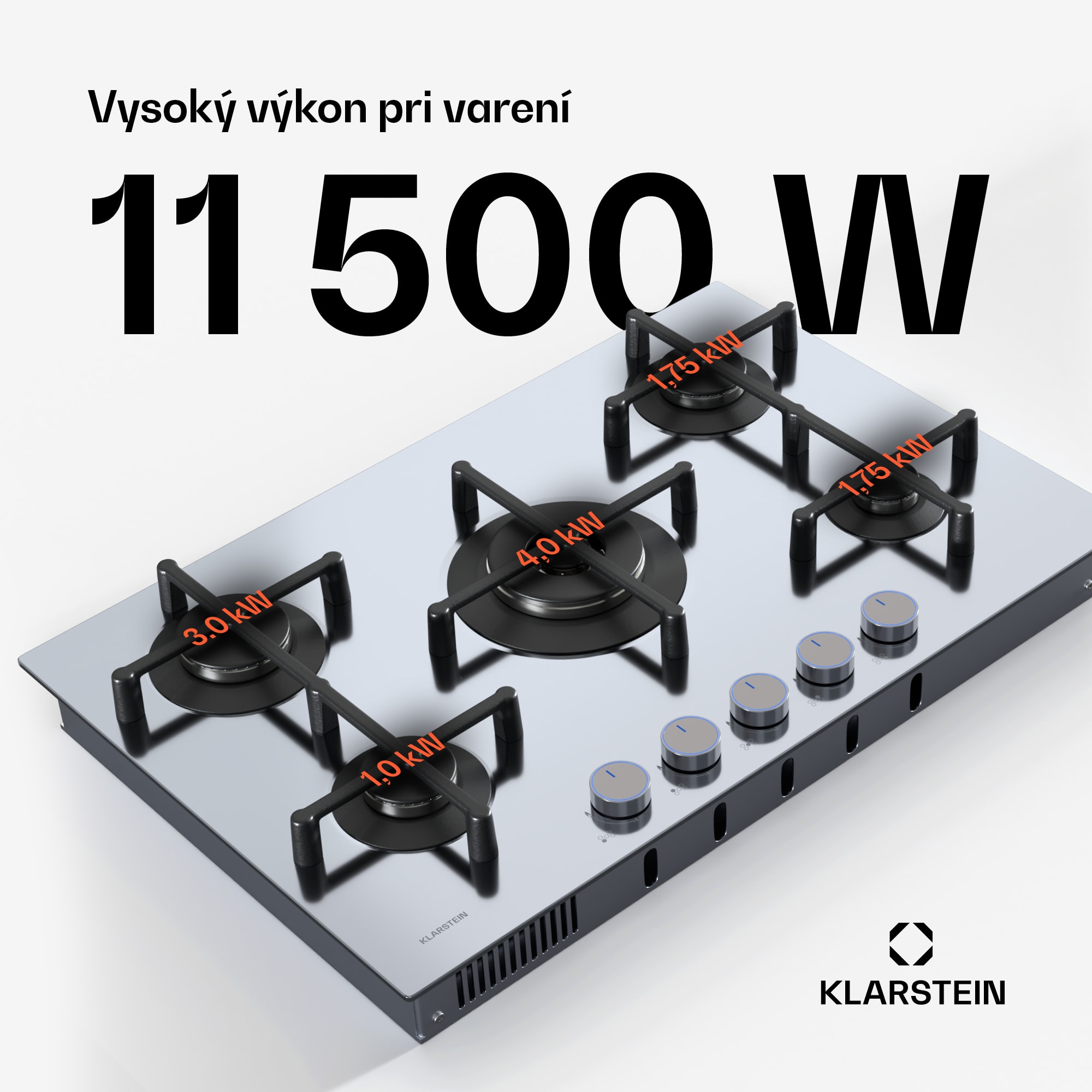 Klarstein Illuminosa 5 plynová varná doska 5-horáková Sabaf horák z nehrdzavejúcej ocele – Obrázok 2