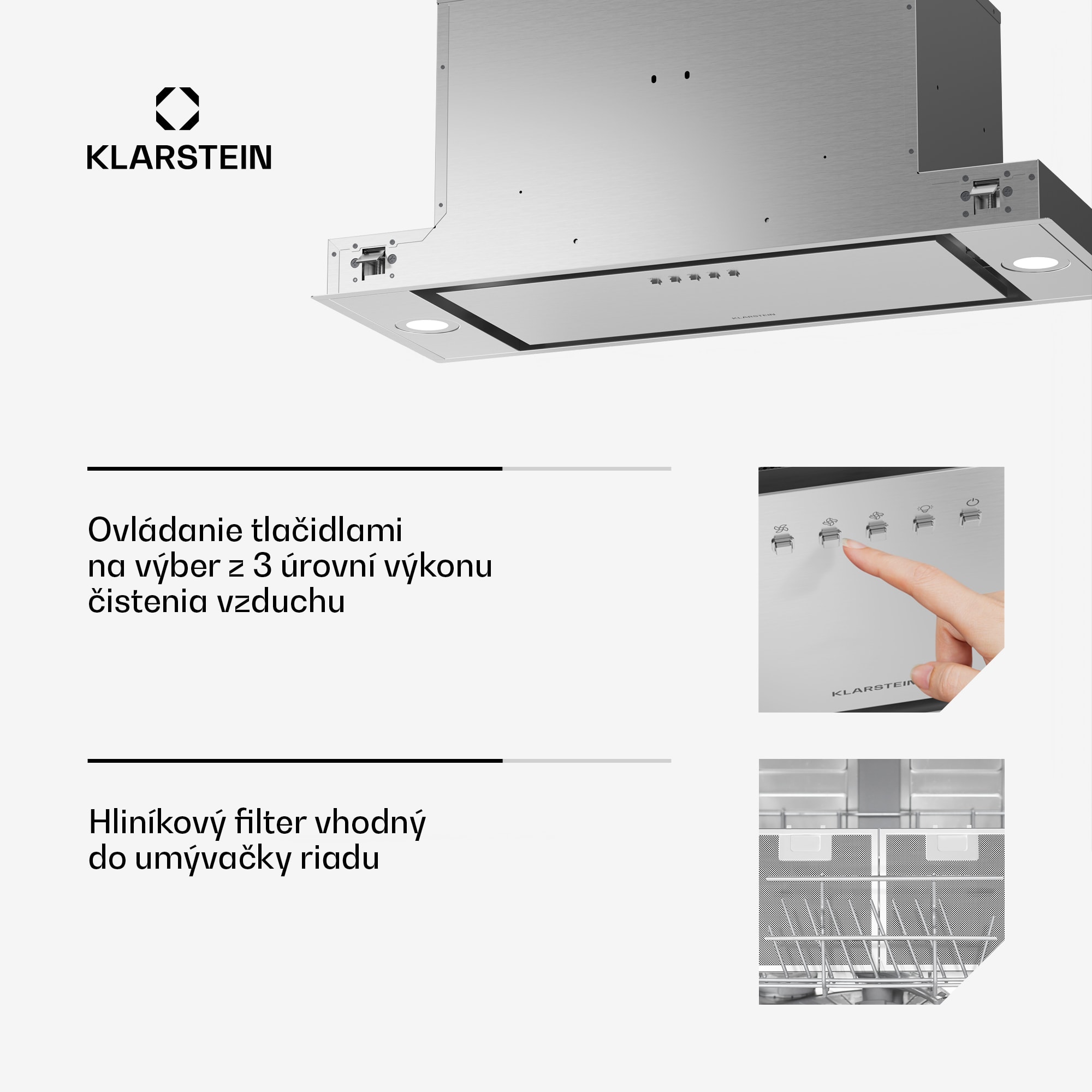 Klarstein TurboMax odsávač pár, 400 m³/h, Účinnosť A+, Dvojitá prevádzka, 3 úrovne, LED – Obrázok 5