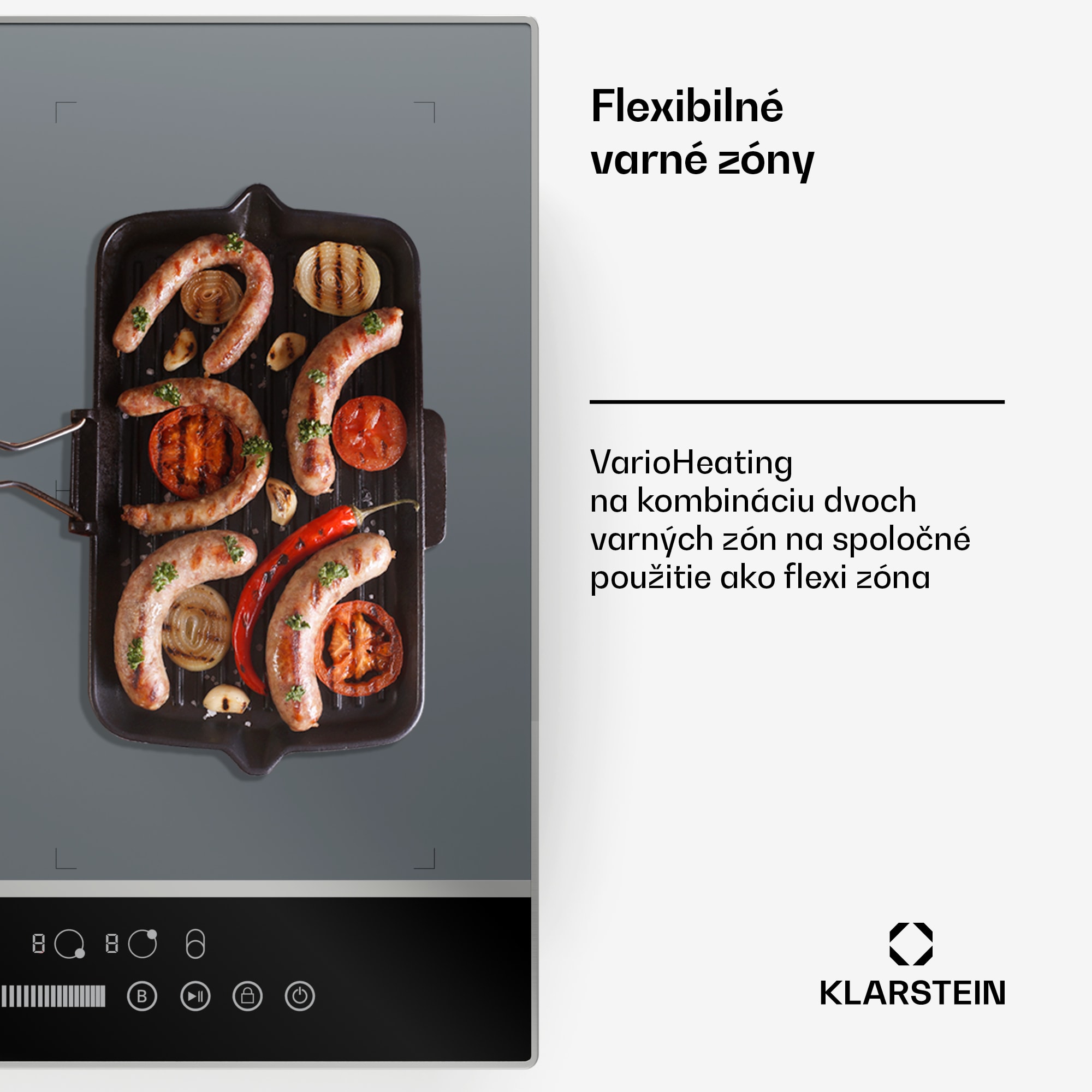 Klarstein DualTone Hybrid indukčná varná doska, Flex Zone, LED displej, Ovládanie posuvníkmi, 7200 W – Obrázok 4