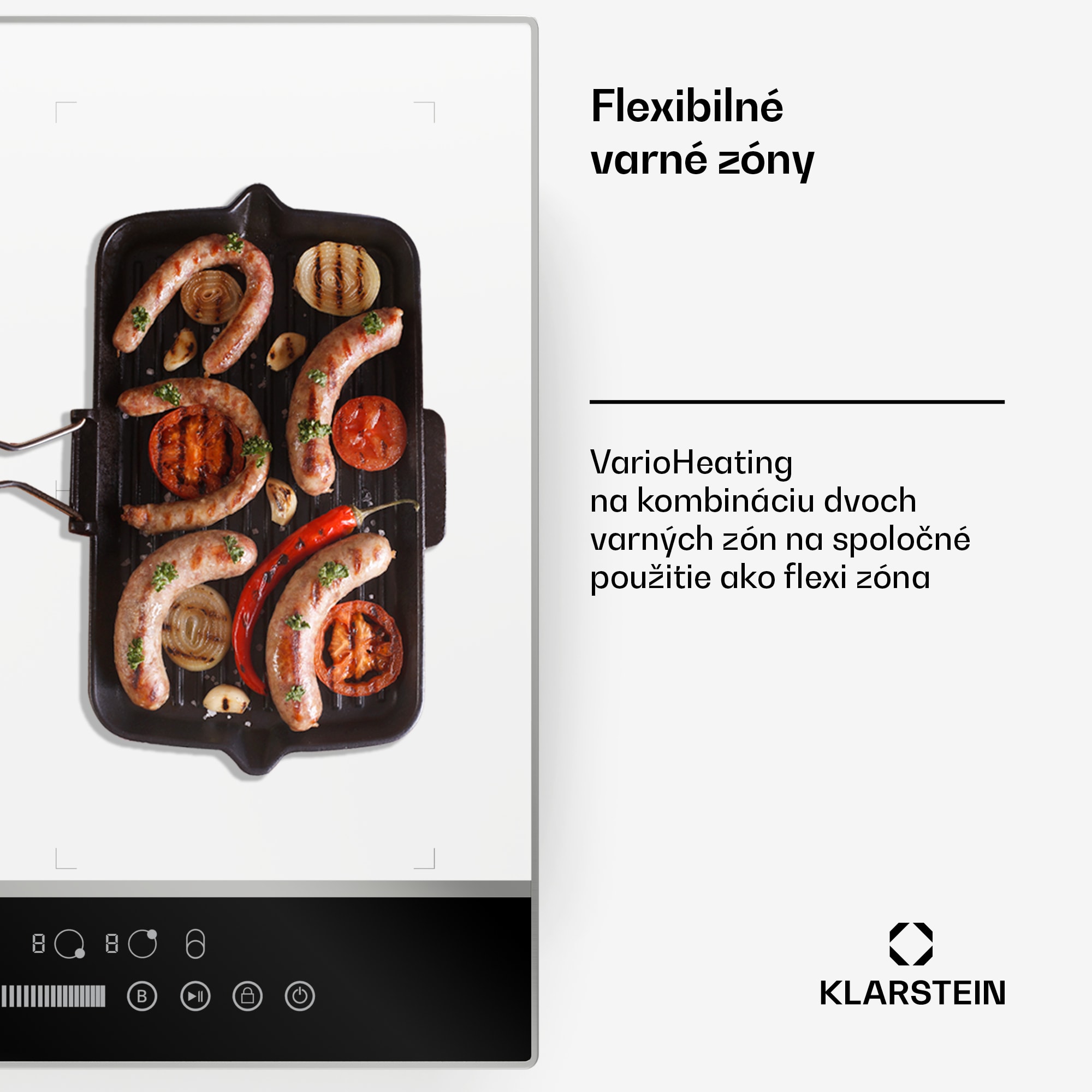 Klarstein DualTone Flex indukčná varná doska, Flex Zone, LED displej, Ovládanie posuvníkmi, 7200 W – Obrázok 4