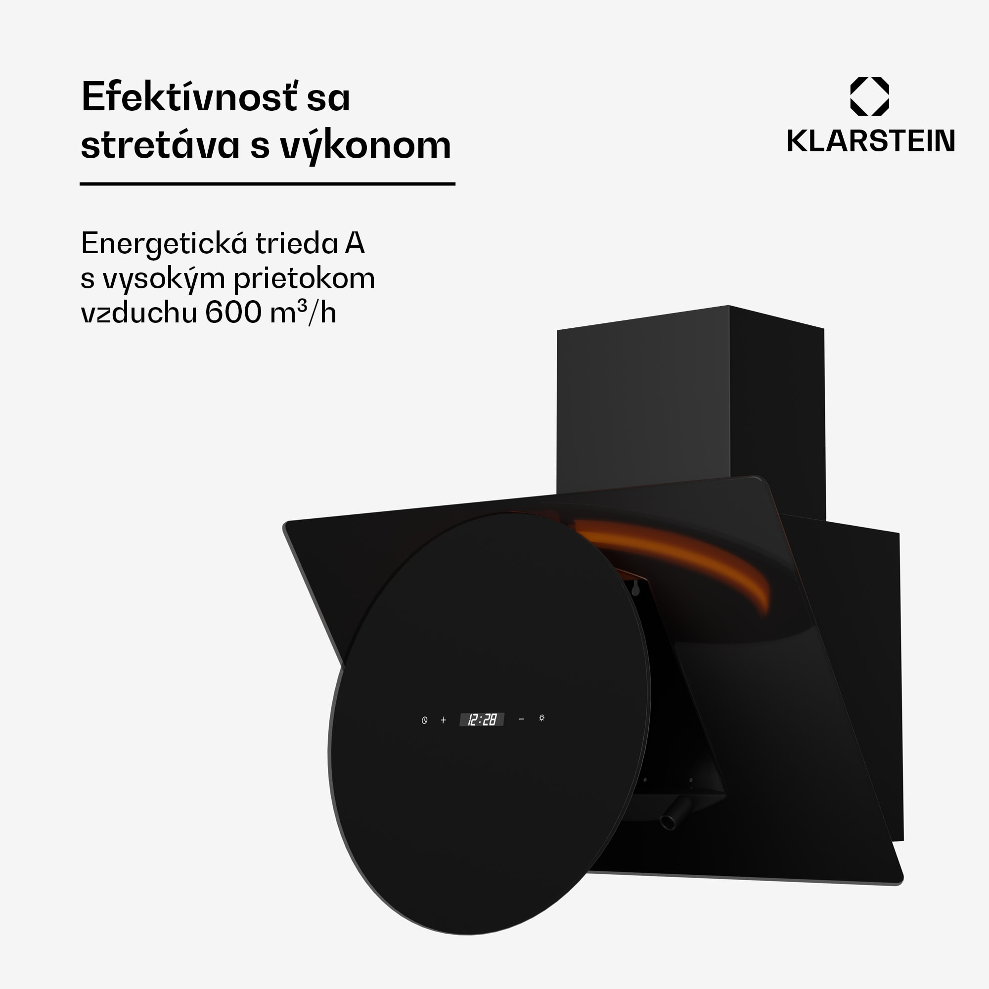 Klarstein Total Eclipse digestor, LED osvetlenie, dotykový, 594,2 m³/h, odsávanie/recirkulácia – Obrázok 4