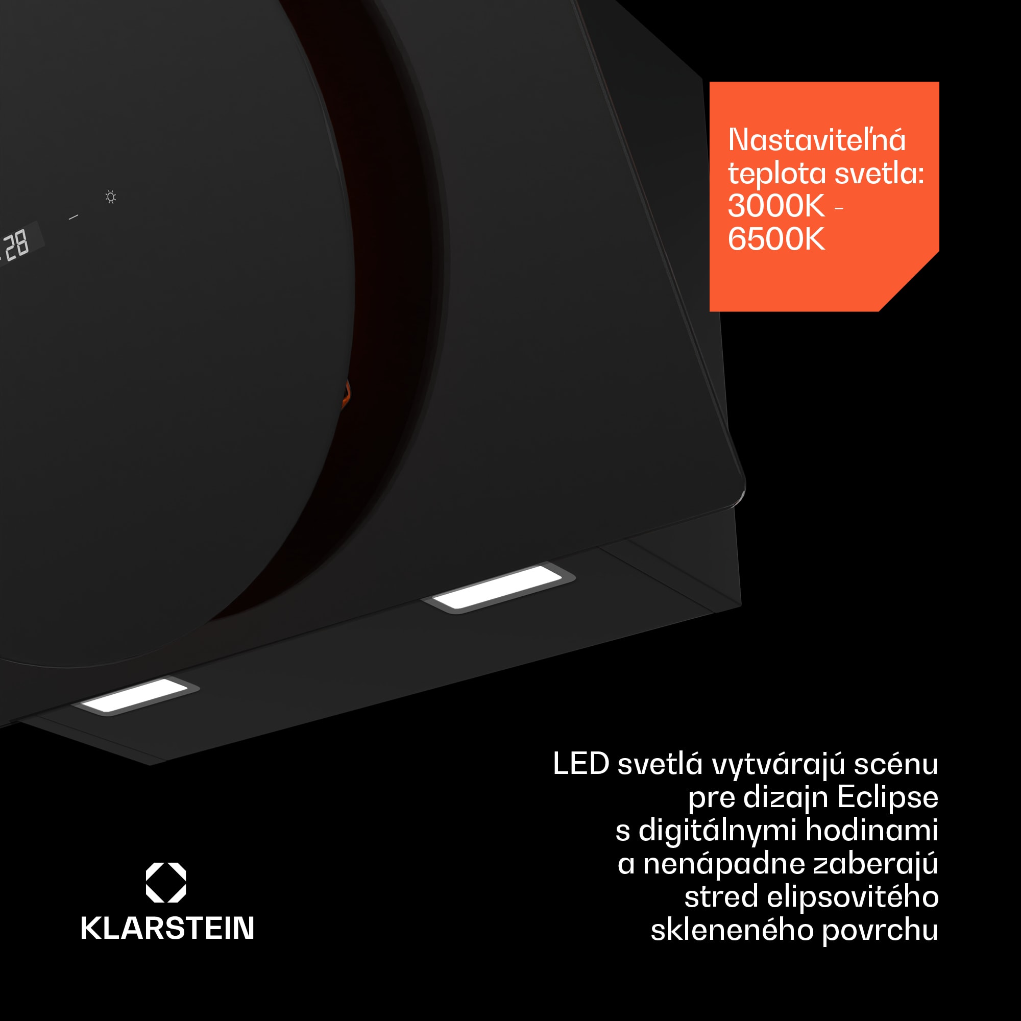 Klarstein Total Eclipse digestor, LED osvetlenie, dotykový, 594,2 m³/h, odsávanie/recirkulácia – Obrázok 5
